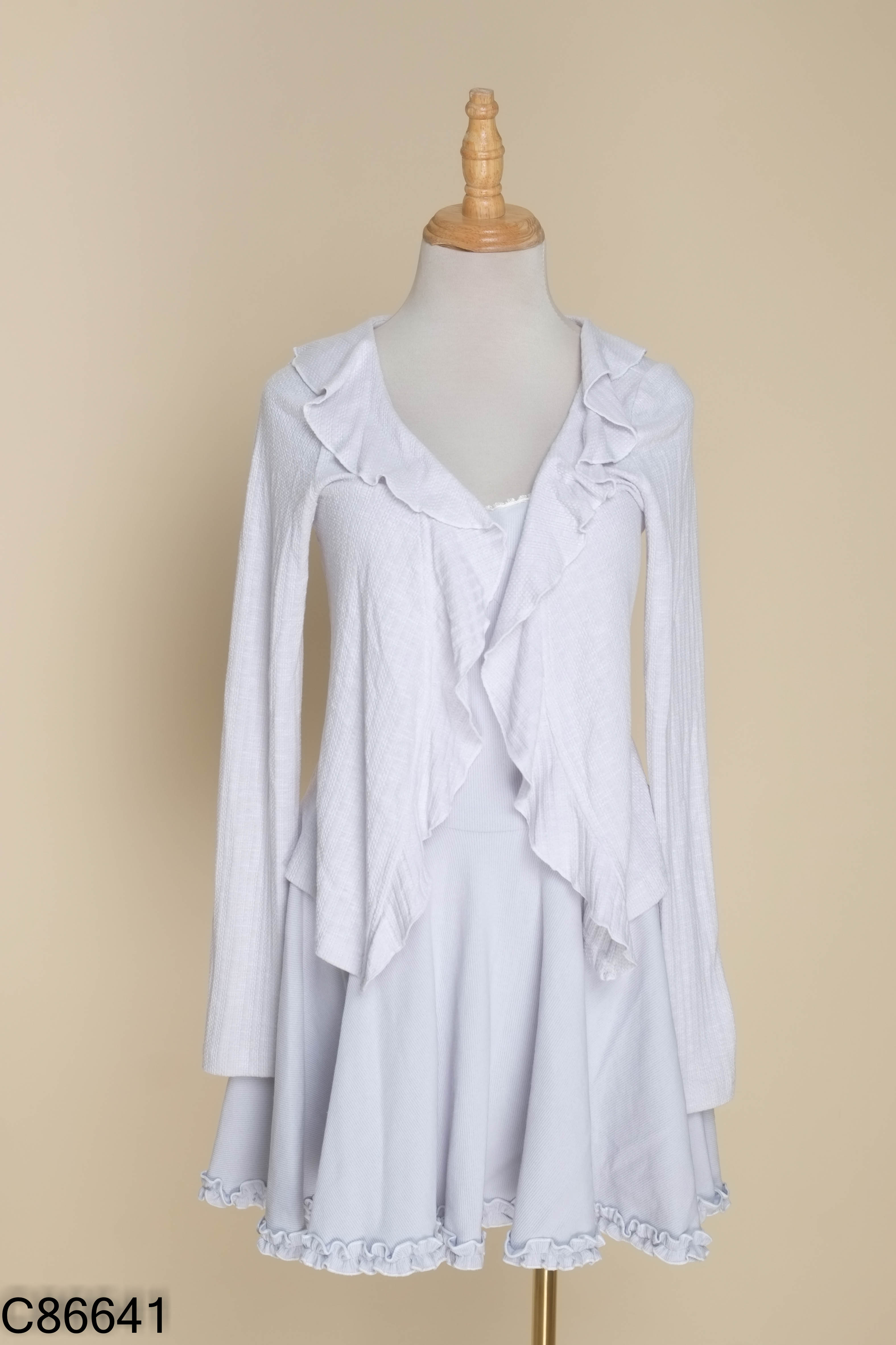SET váy FLANE xám 2 dây+ áo cardigans