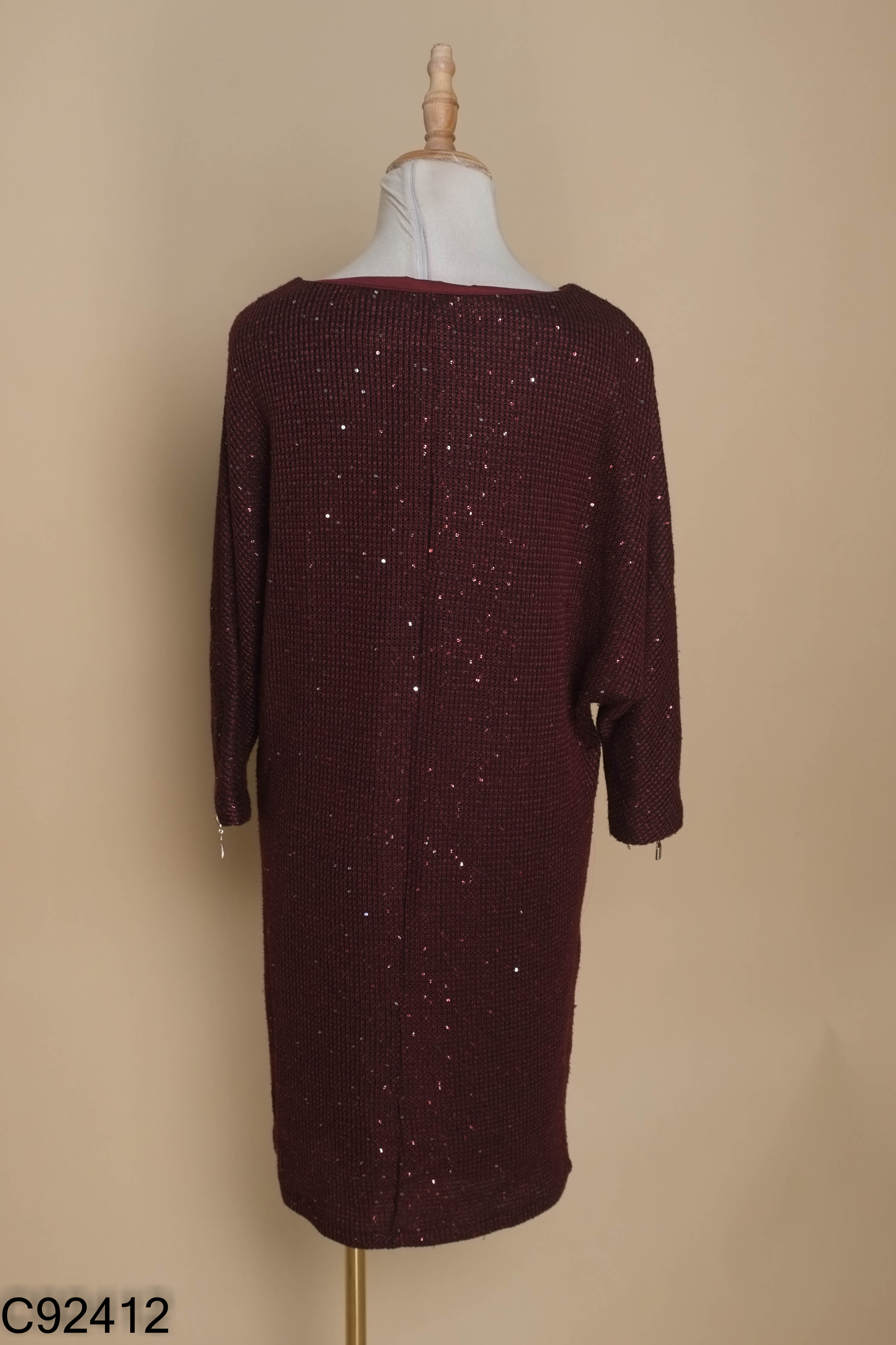 Váy len đỏ LADYFORM đính kim tuyến