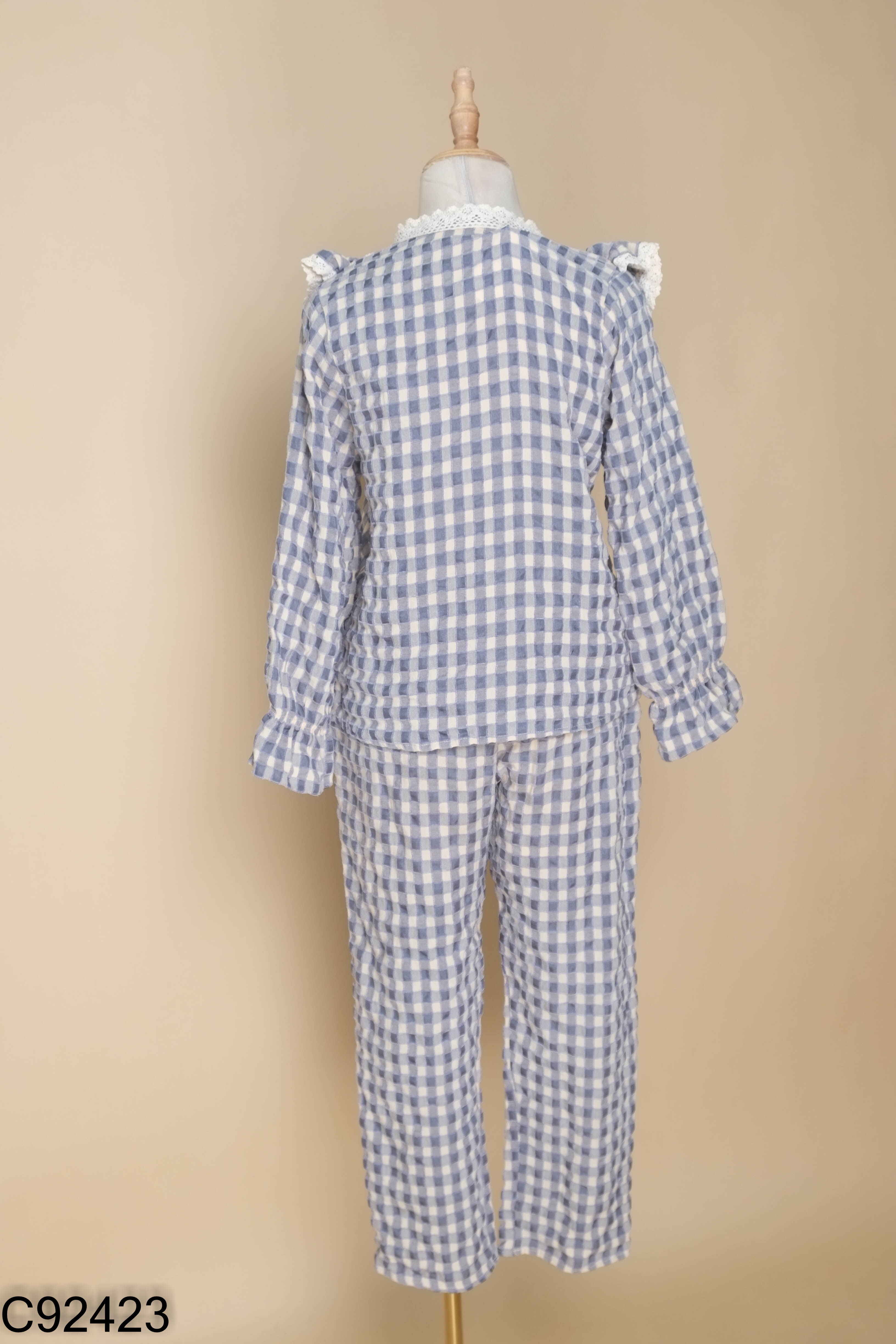 Set đổ ngủ xanh kẻ caro + quần dài
