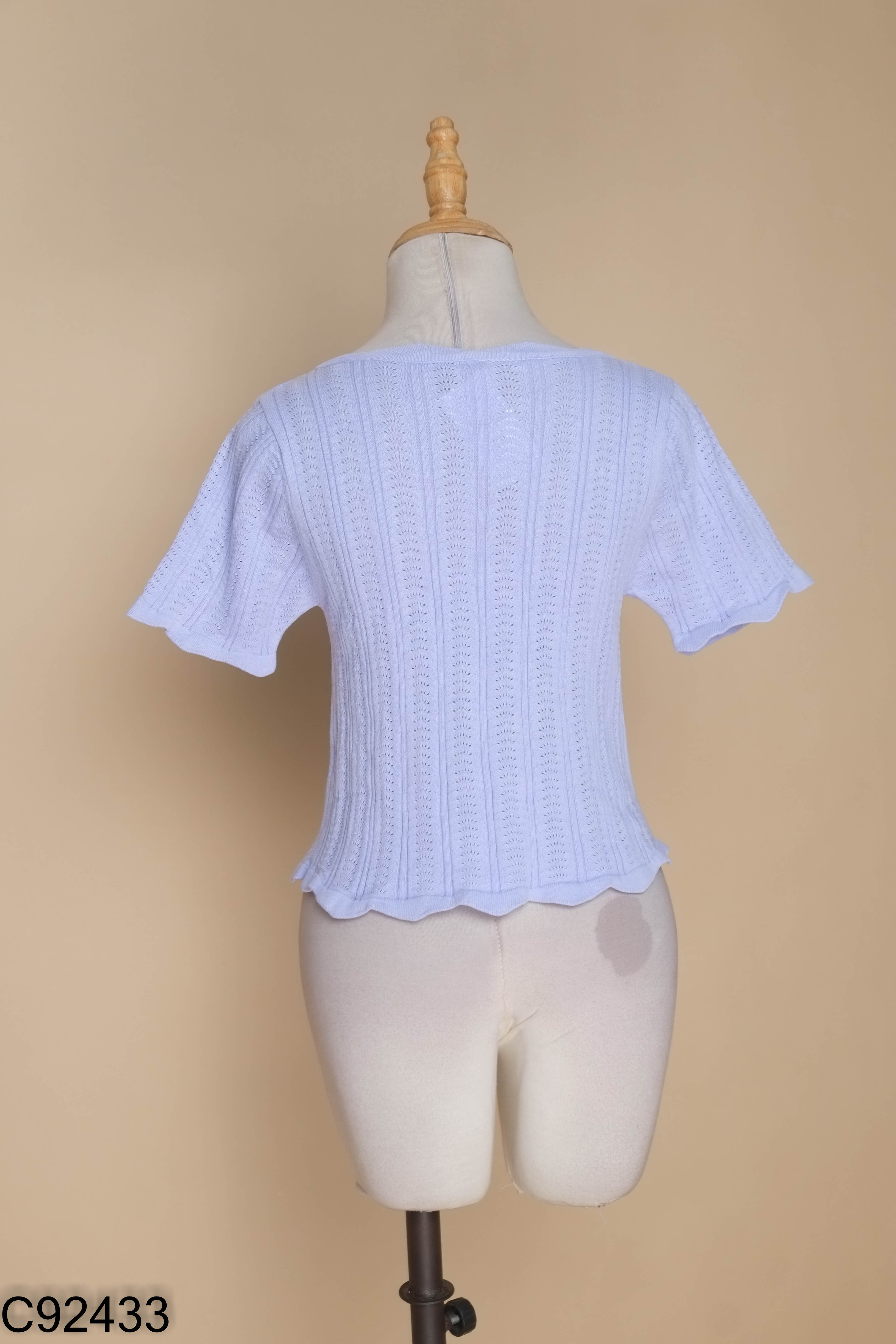 Áo tím len lưới cổ tròn