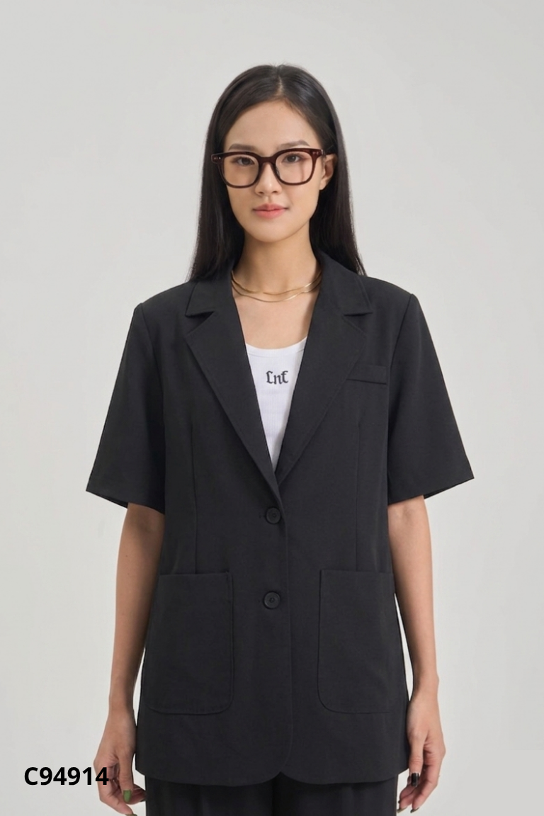 Áo blazer VGU đen ngắn tay