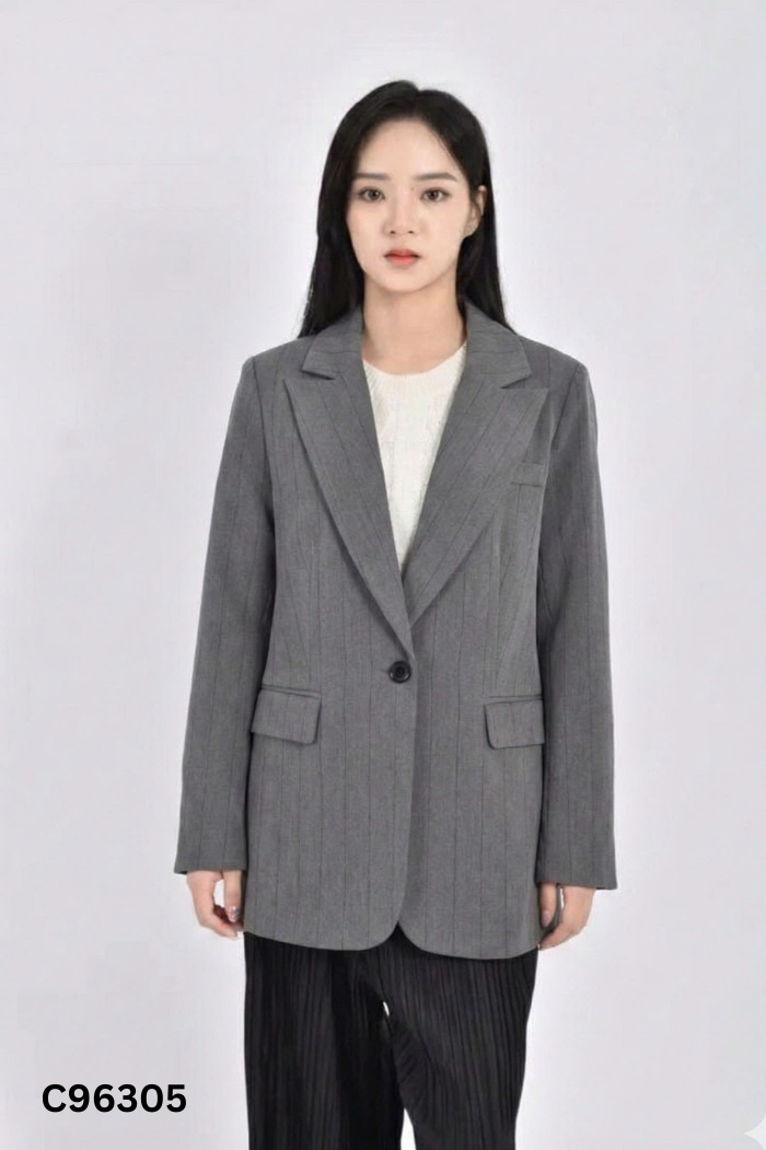 Áo blazer xám sọc