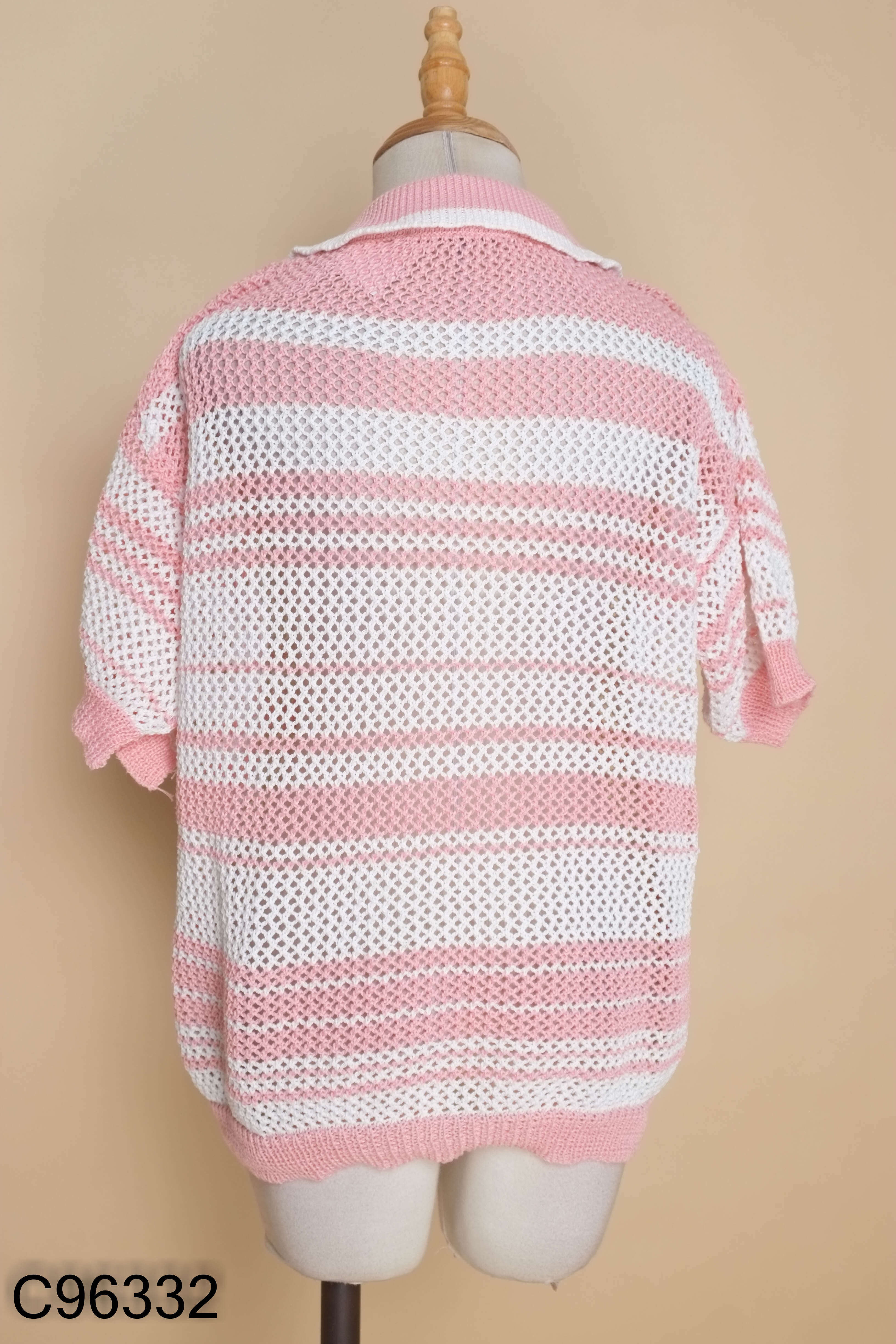 Áo len lưới hồng ZARA phối trắng
