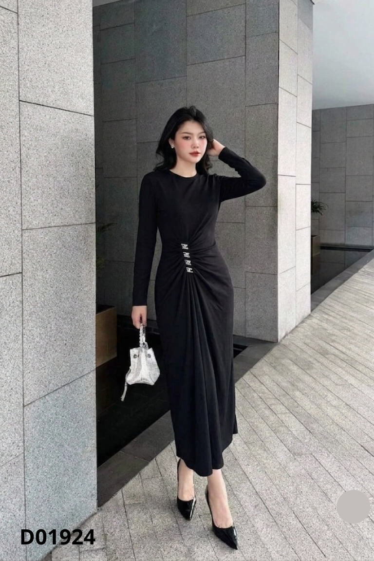 NEWTAG Váy LADYBASA đen dài tay