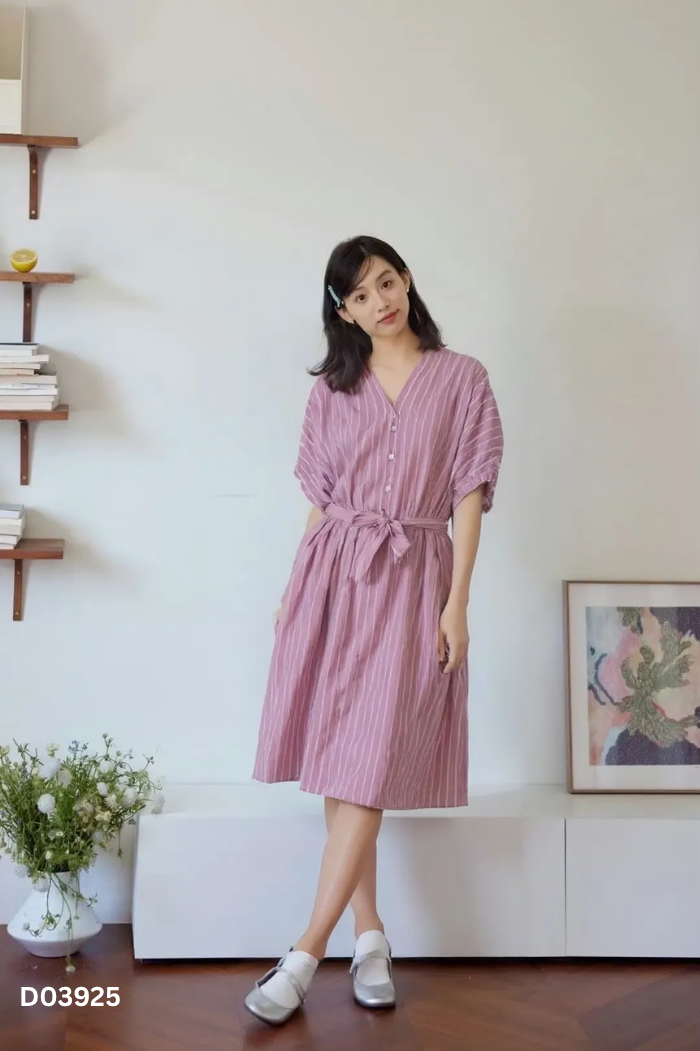 Váy hồng sọc DAISY kèm đai