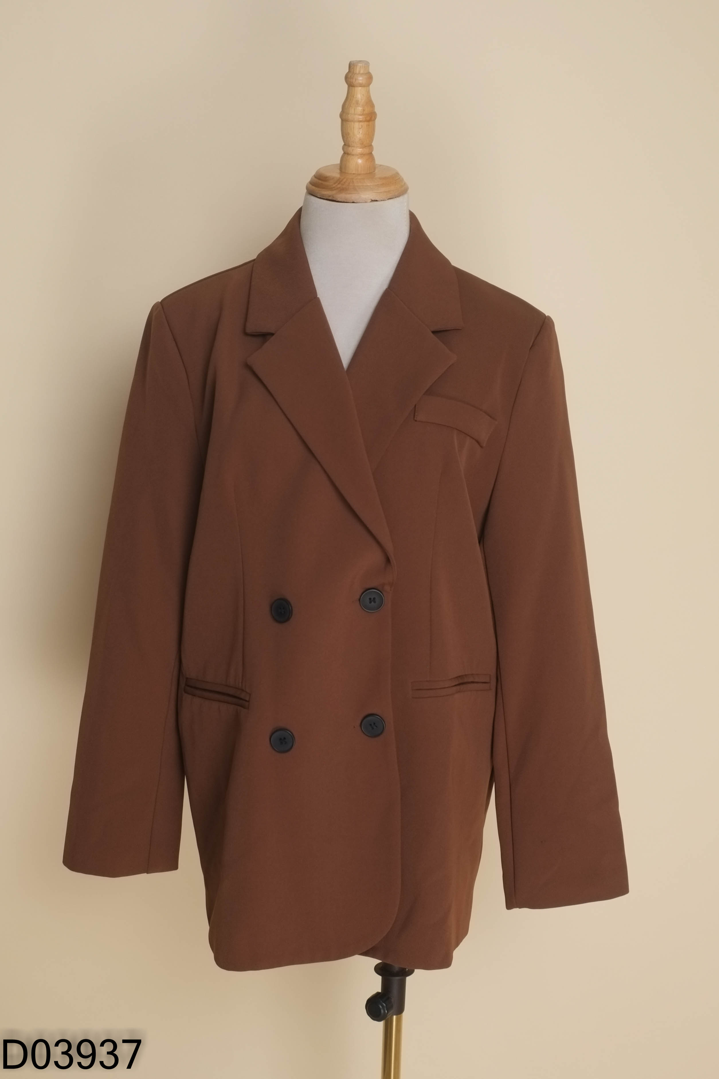 Áo blazers nâu trơn phối túi