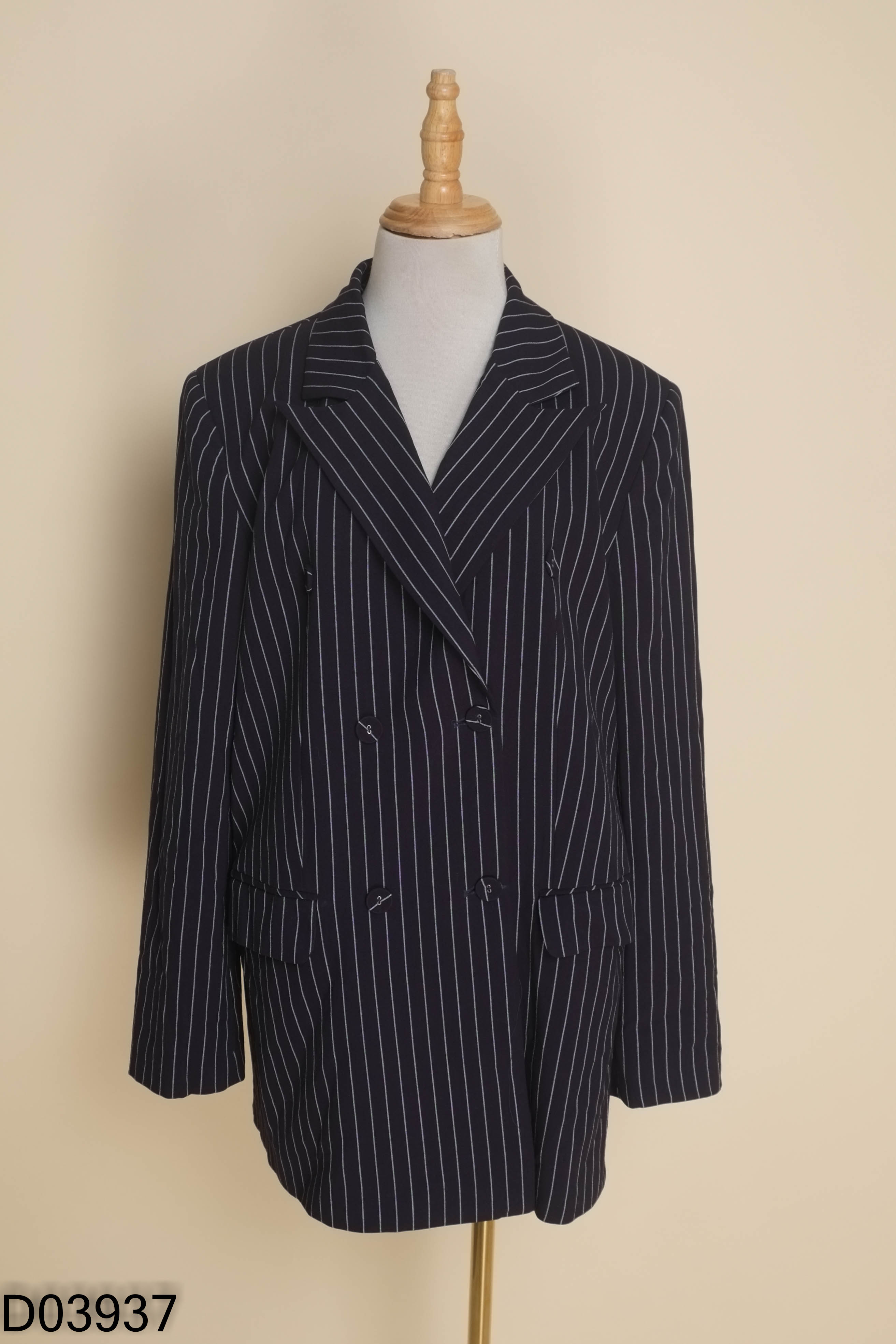 Áo blazers xanh sọc trắng BOHEE kiểu