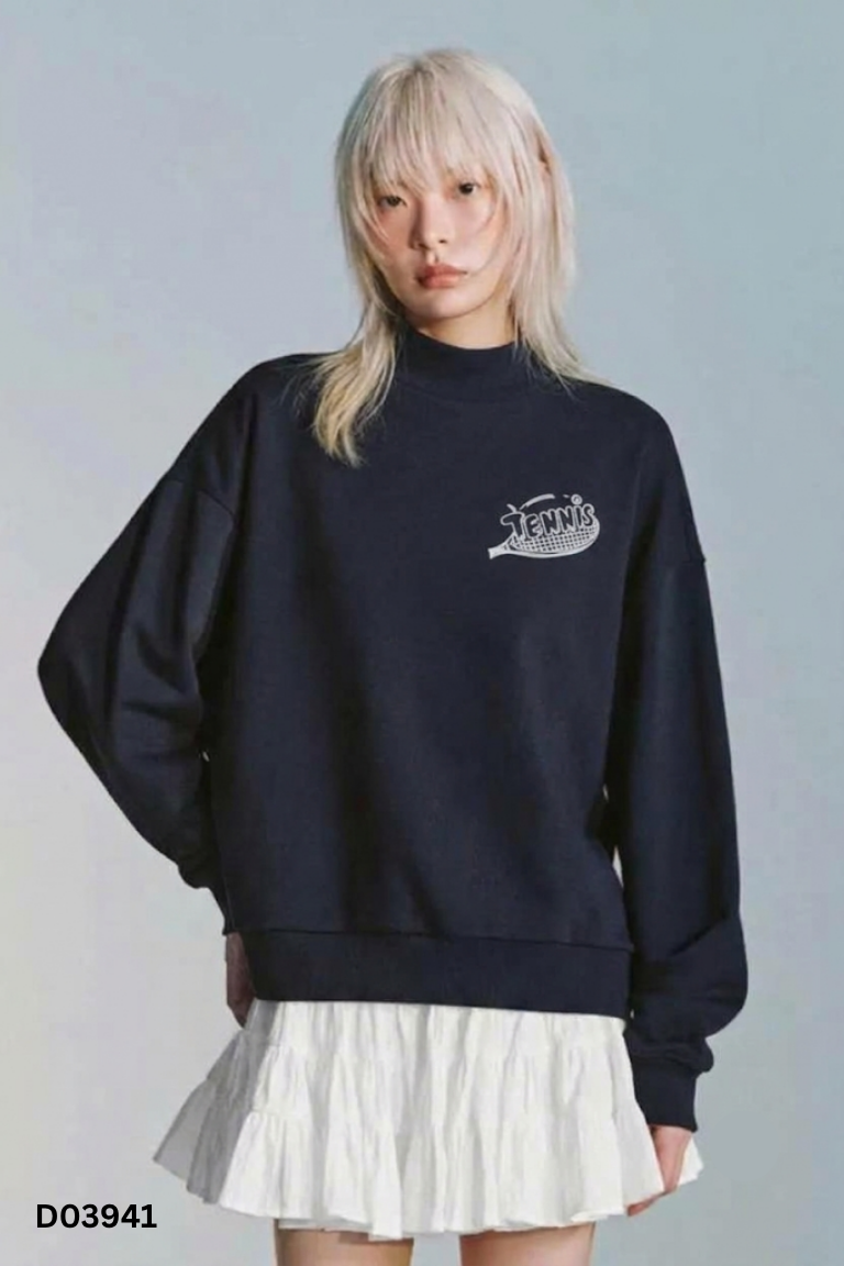 Áo sweater DFM xanh than in chữ