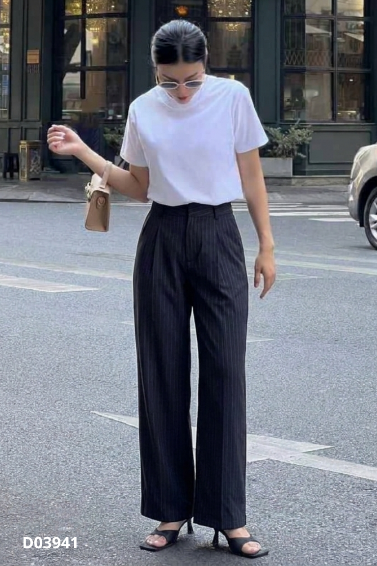 Quần dài đen kẻ