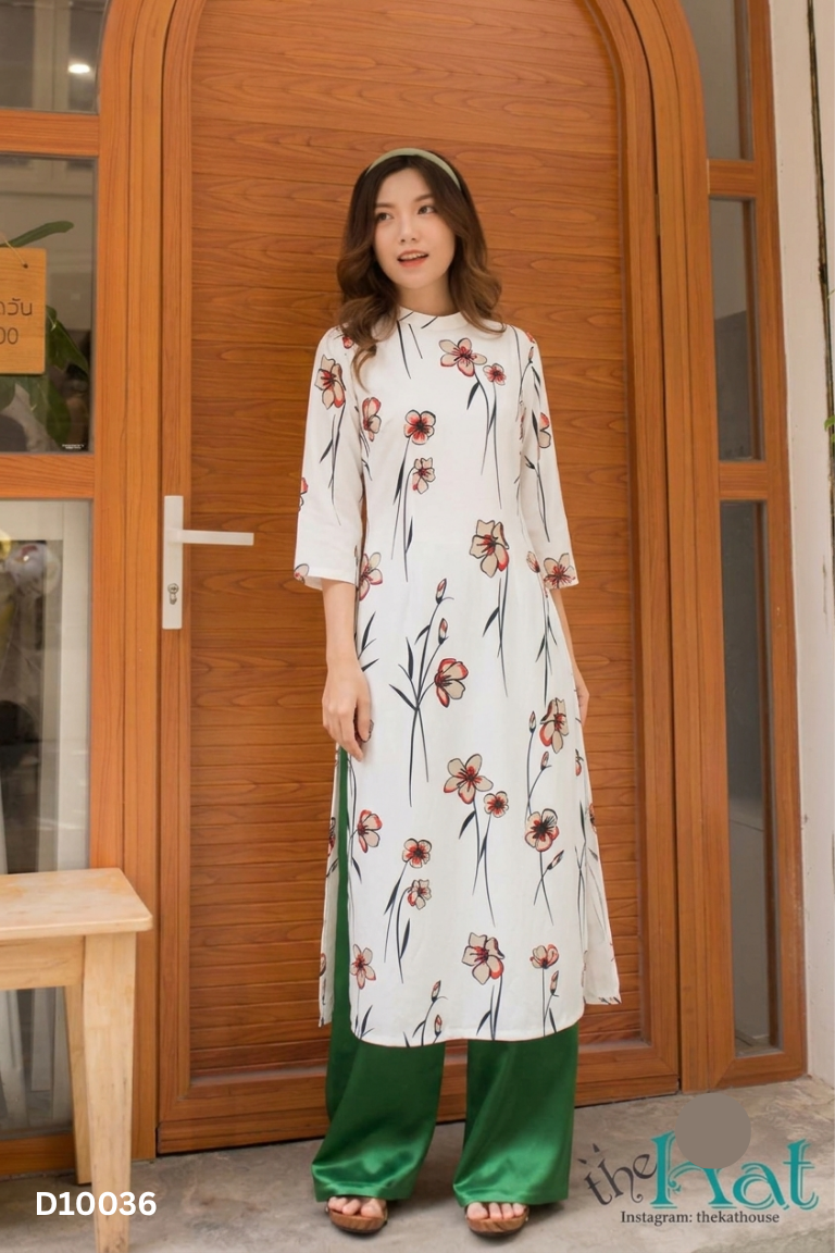 Áo dài trắng hoa NEMNEW
