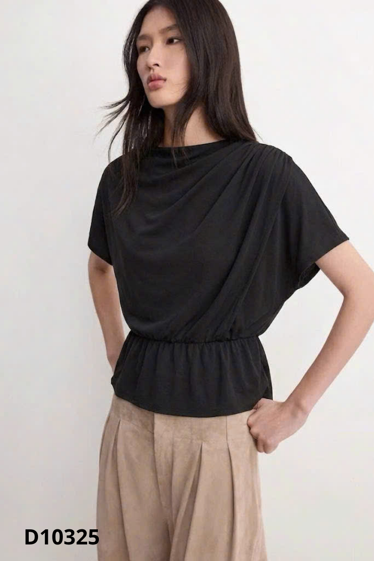 Áo MANGO đen chun eo