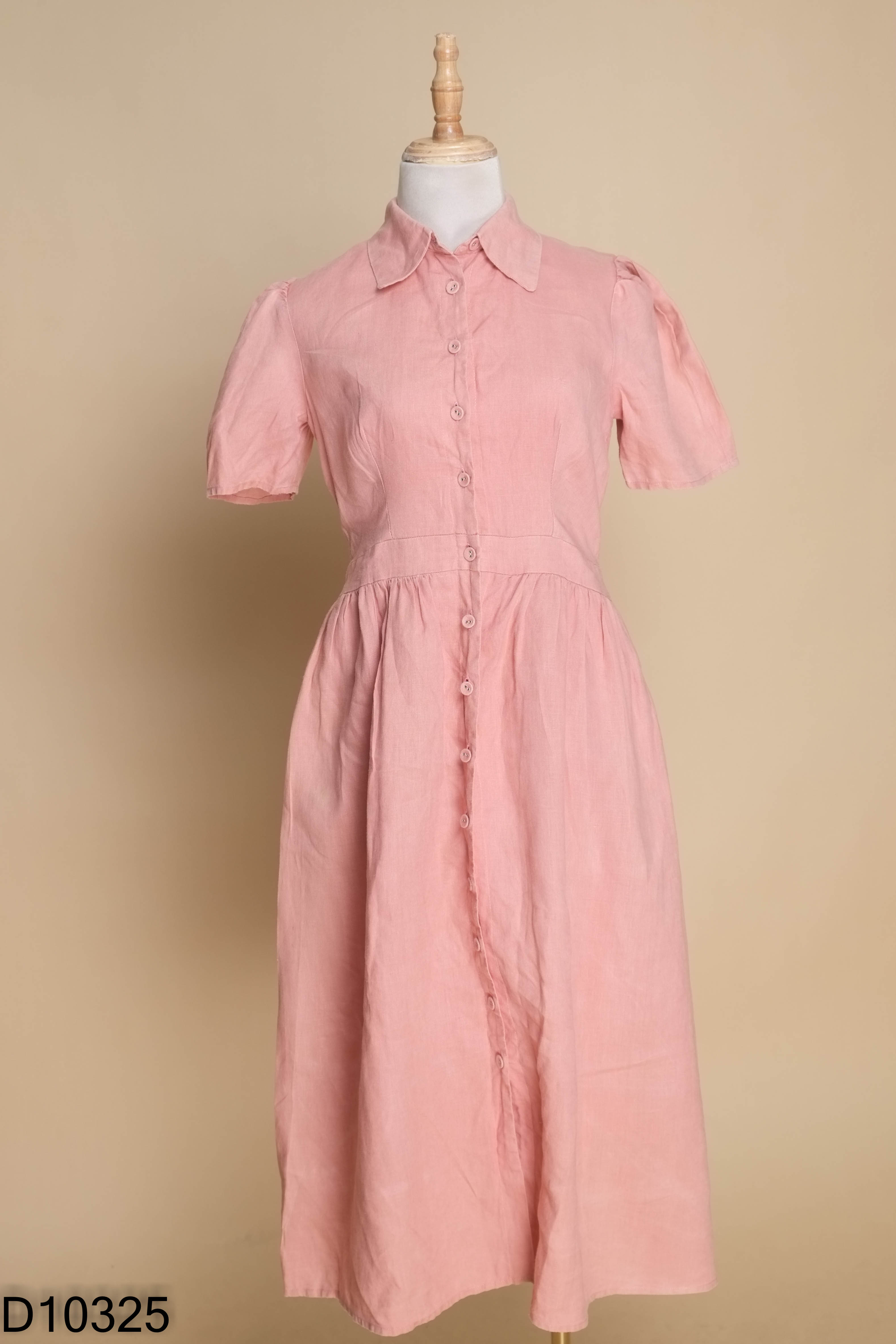 Váy sơ mi linen hồng