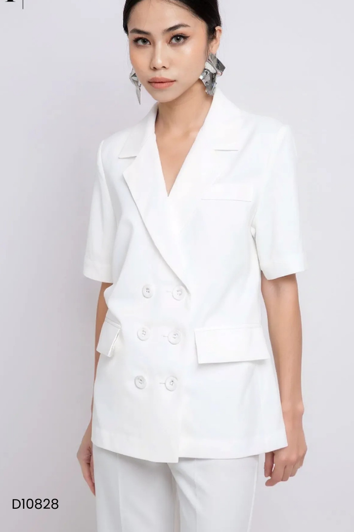 Blazer LEILA trắng trơn