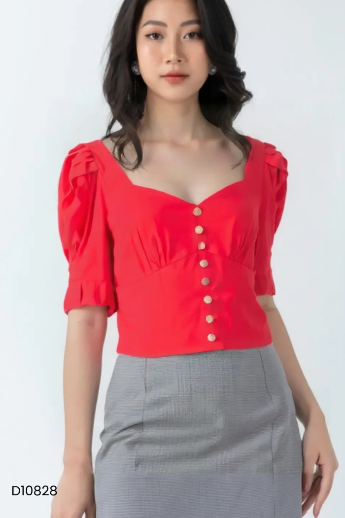 Áo CÓI DESIGN đỏ phối khuy