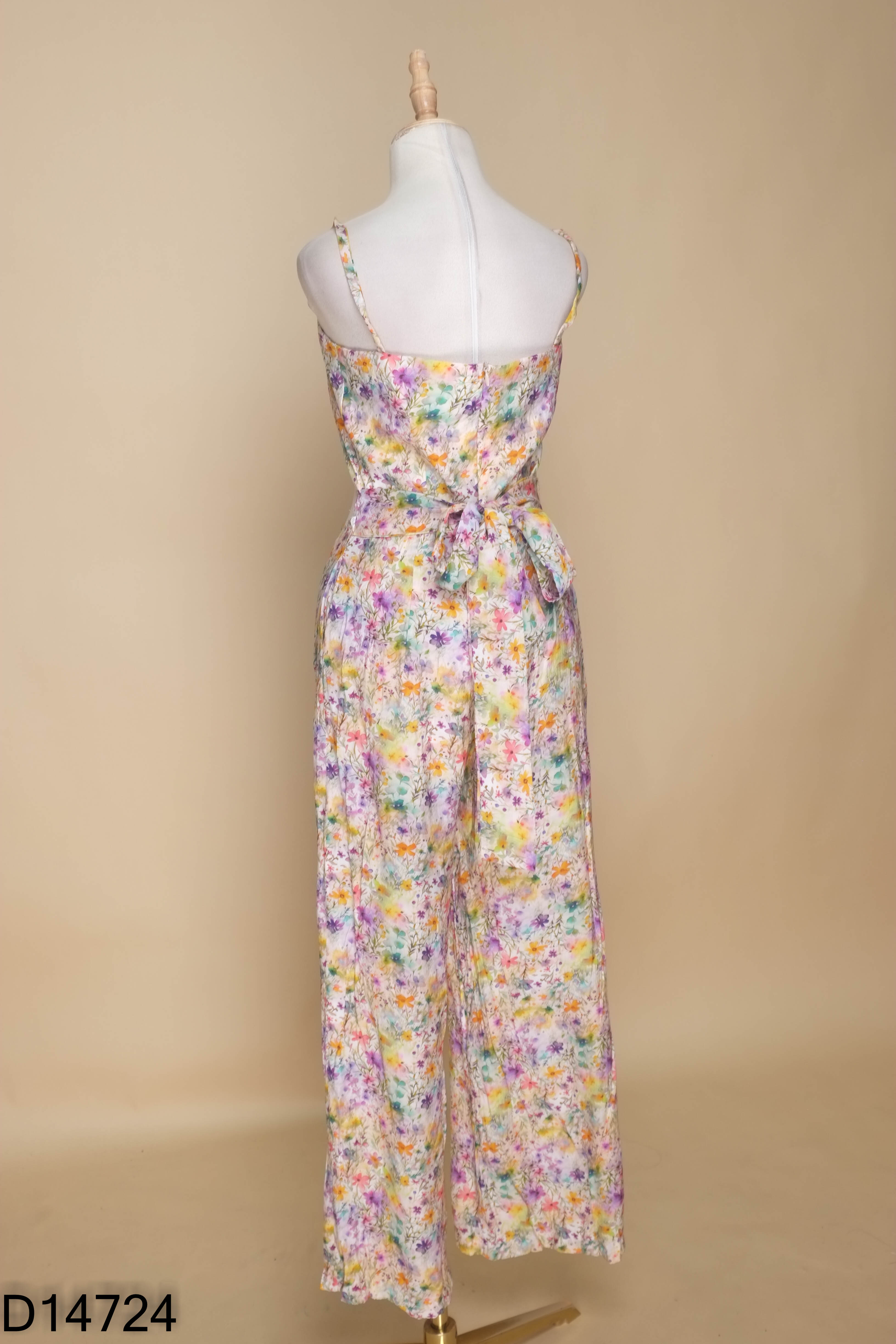 Jumpsuits hai dây hoa màu sắc