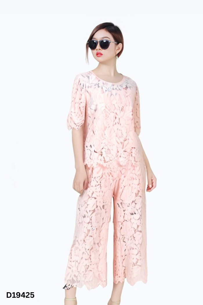 SET Áo ren H'ALLURE ren hồng + quần dài