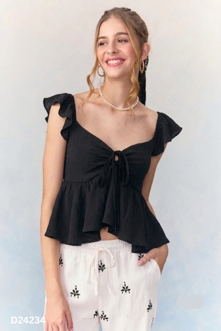 Áo babydoll đen phối kiểu