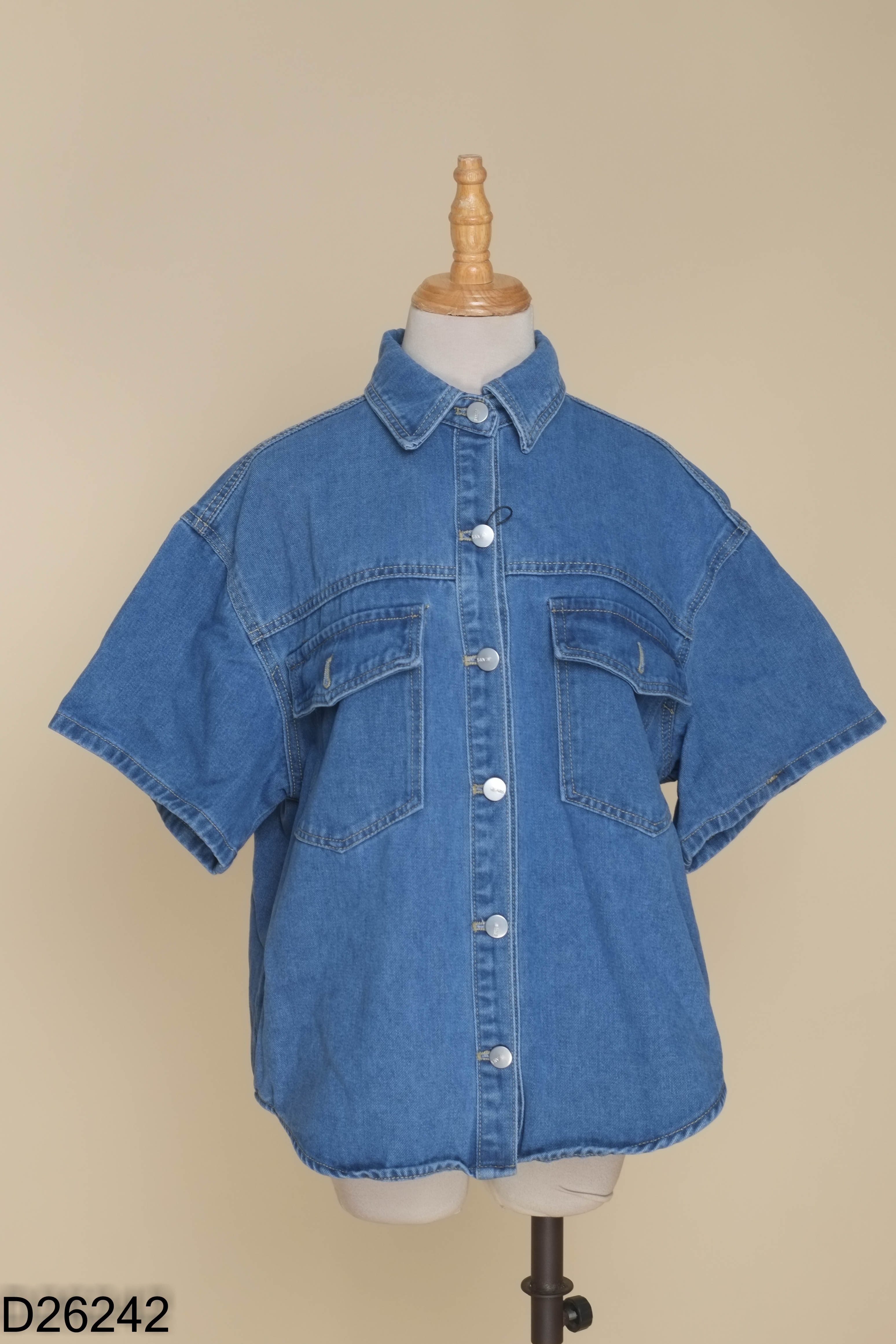 Set Áo jeans xanh cộc tay + Quần short