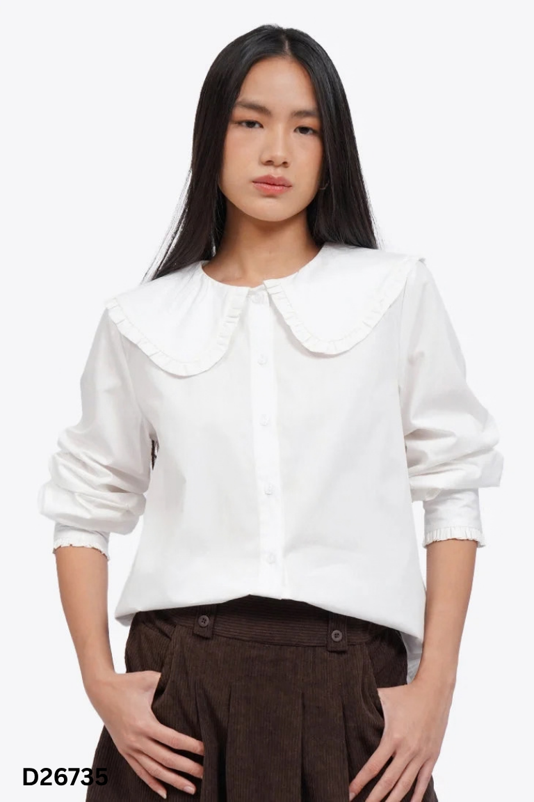 Áo sơ mi trắng ZARA cổ ren