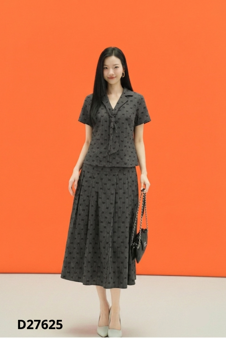 Set ghi ZARA nơ+váy