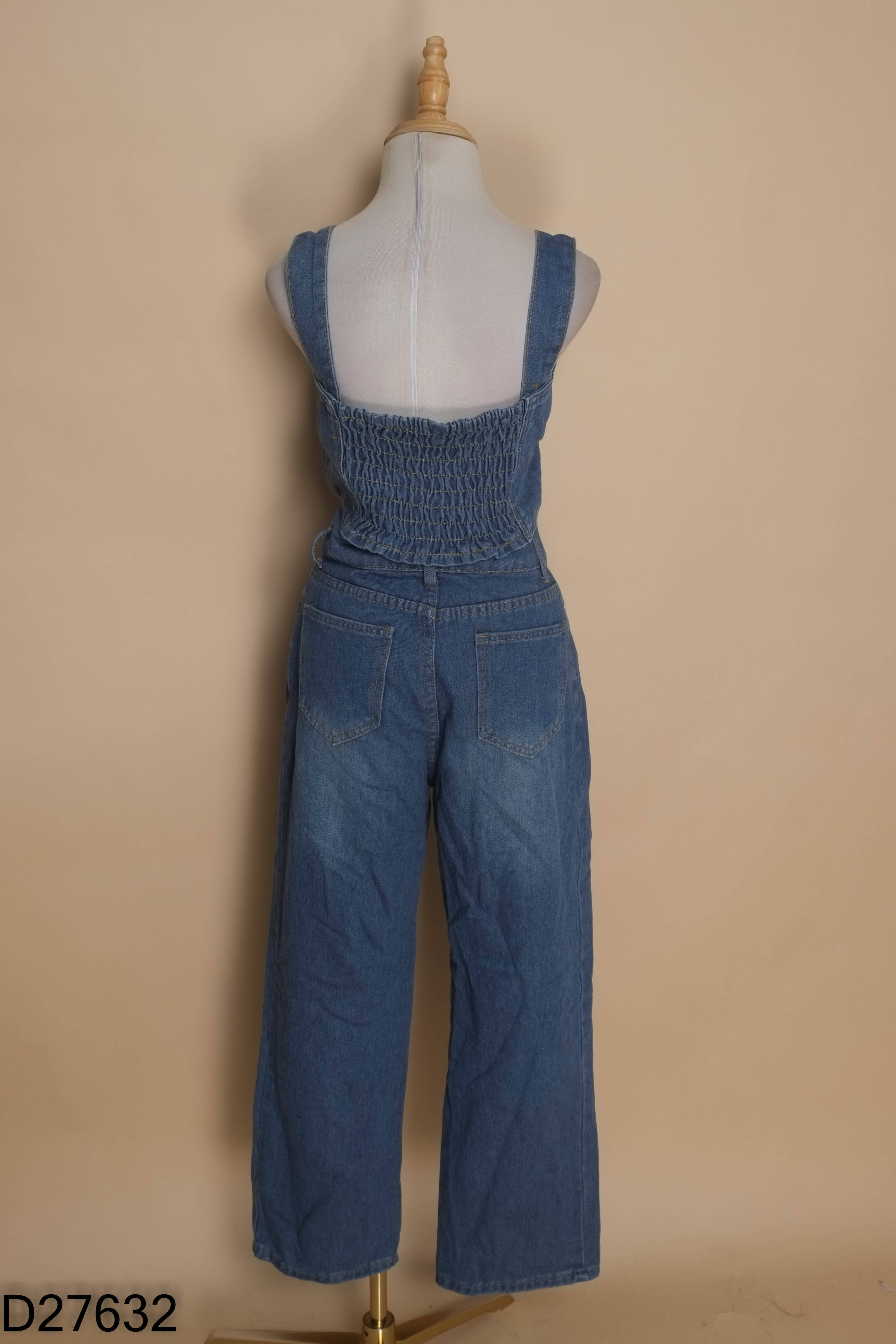 Set Áo jean xanh croptop + Quần