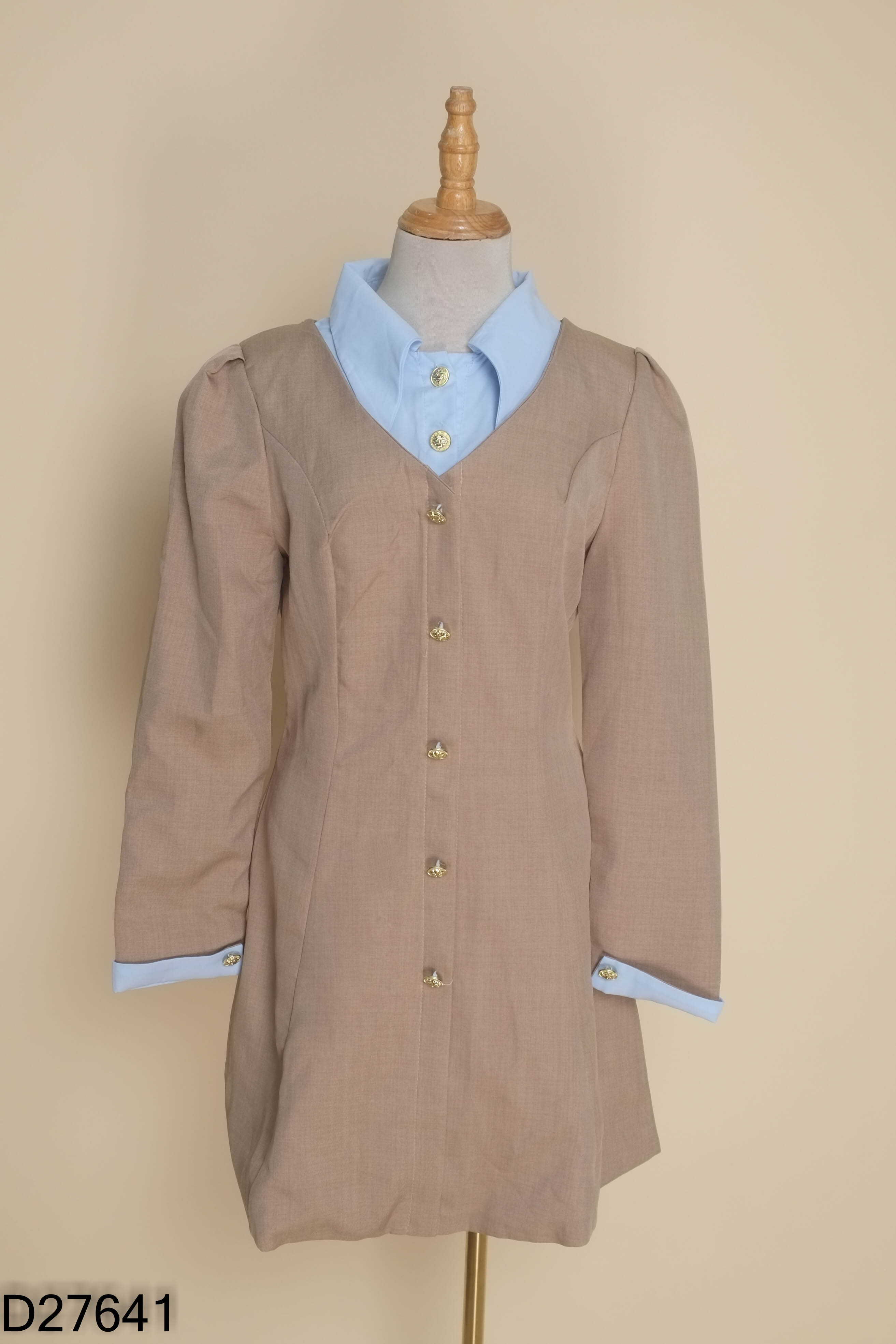 Váy MIORA STUDIO nâu cổ xanh