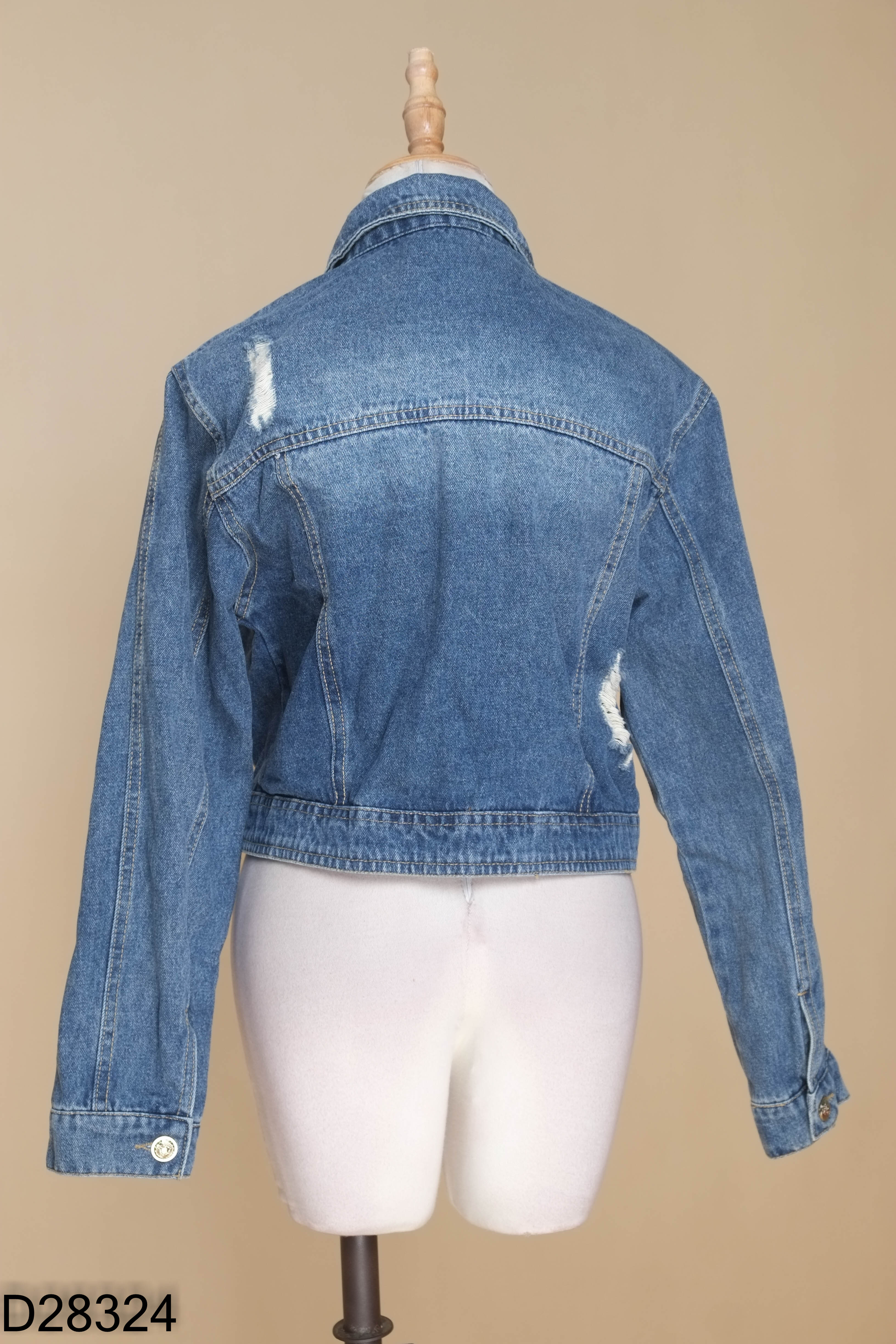 Áo jeans xanh form ngắn