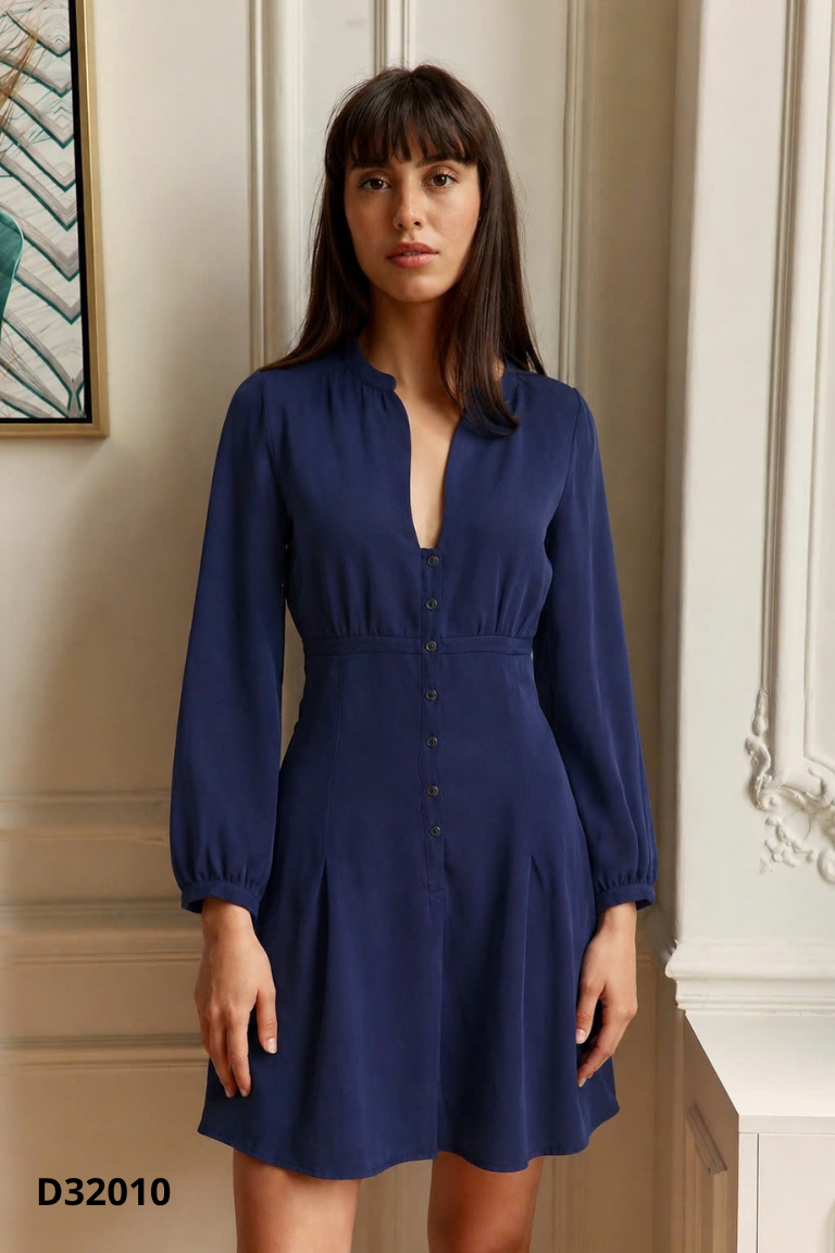 Váy xanh H&M trơn phối cúc