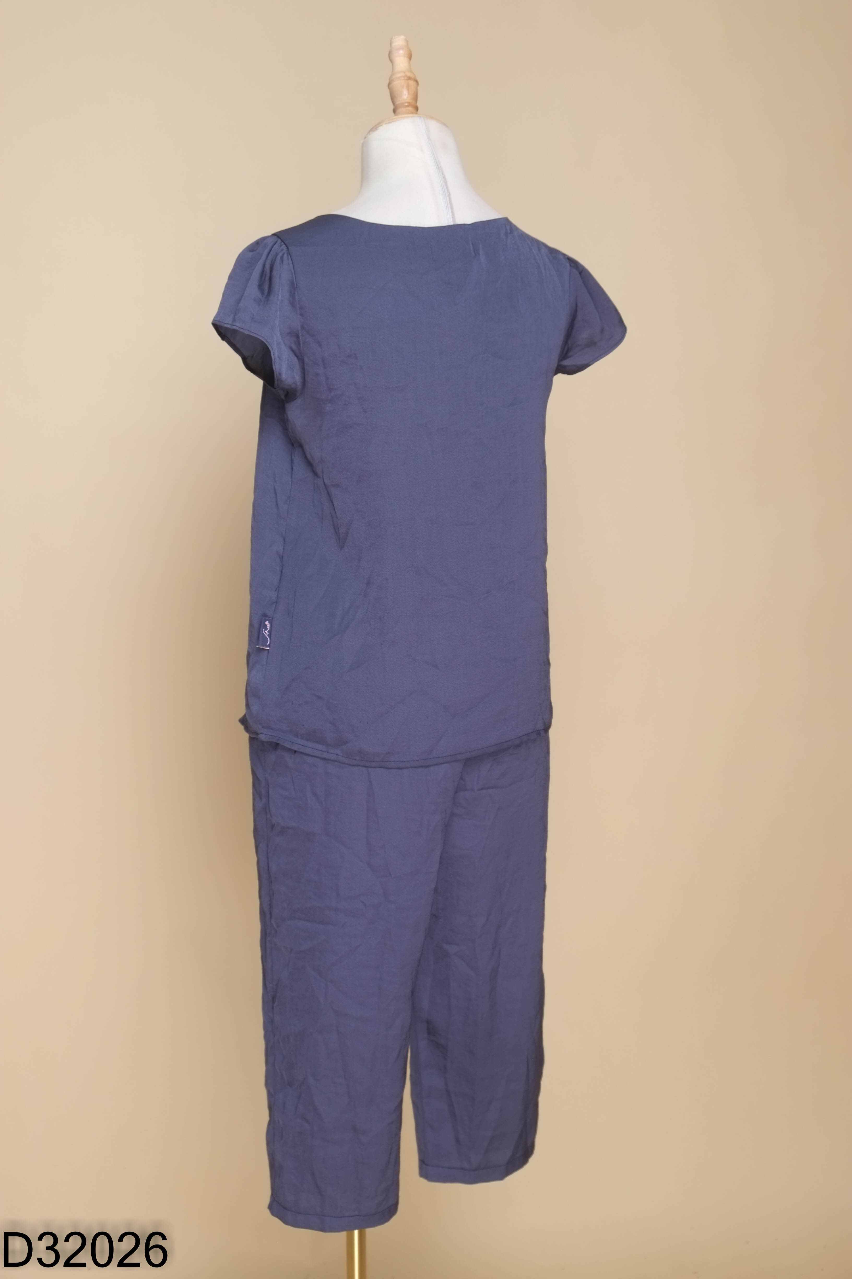 Set Áo lụa xanh than + quần dài
