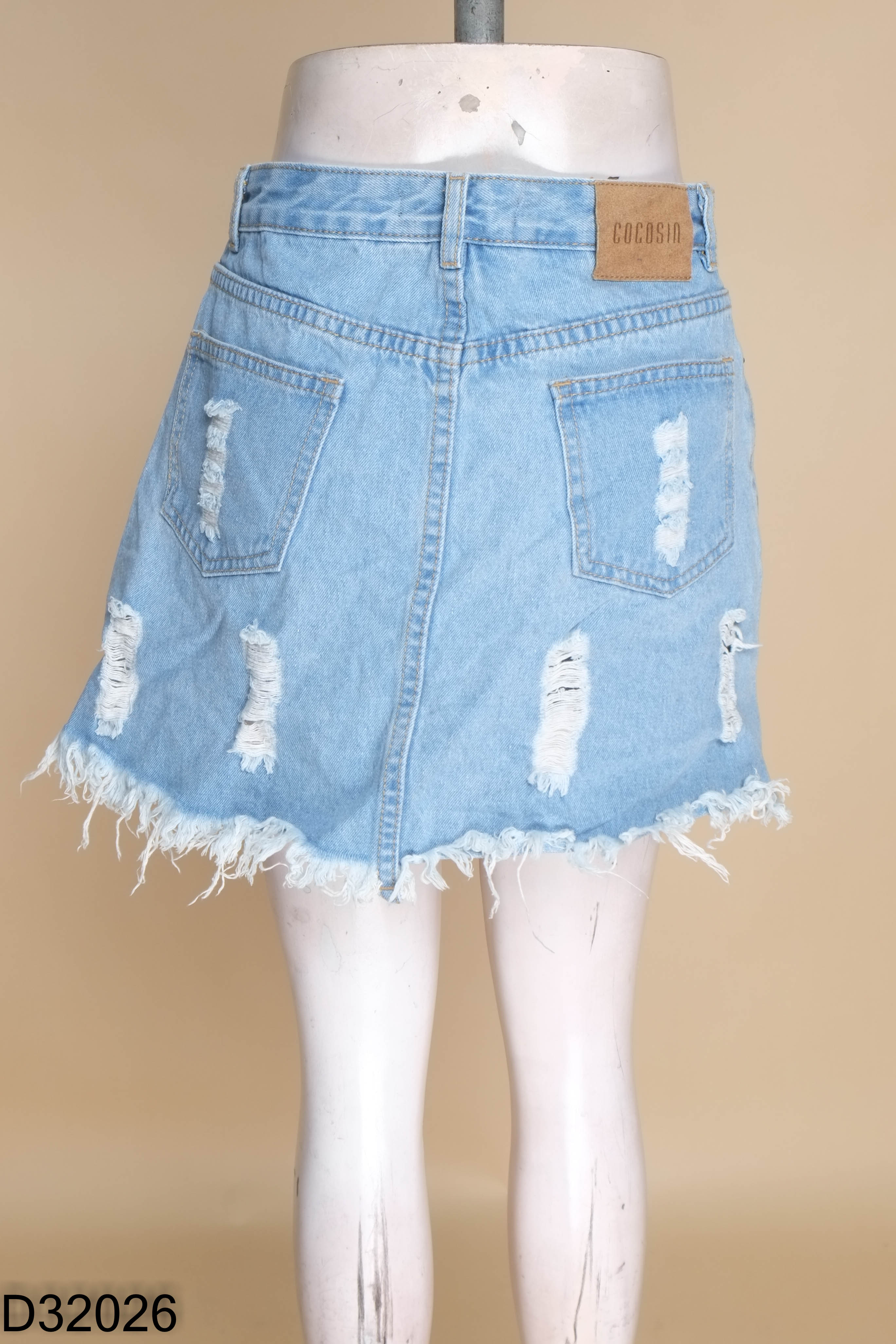 Chân váy COCOSIN jeans xanh rách