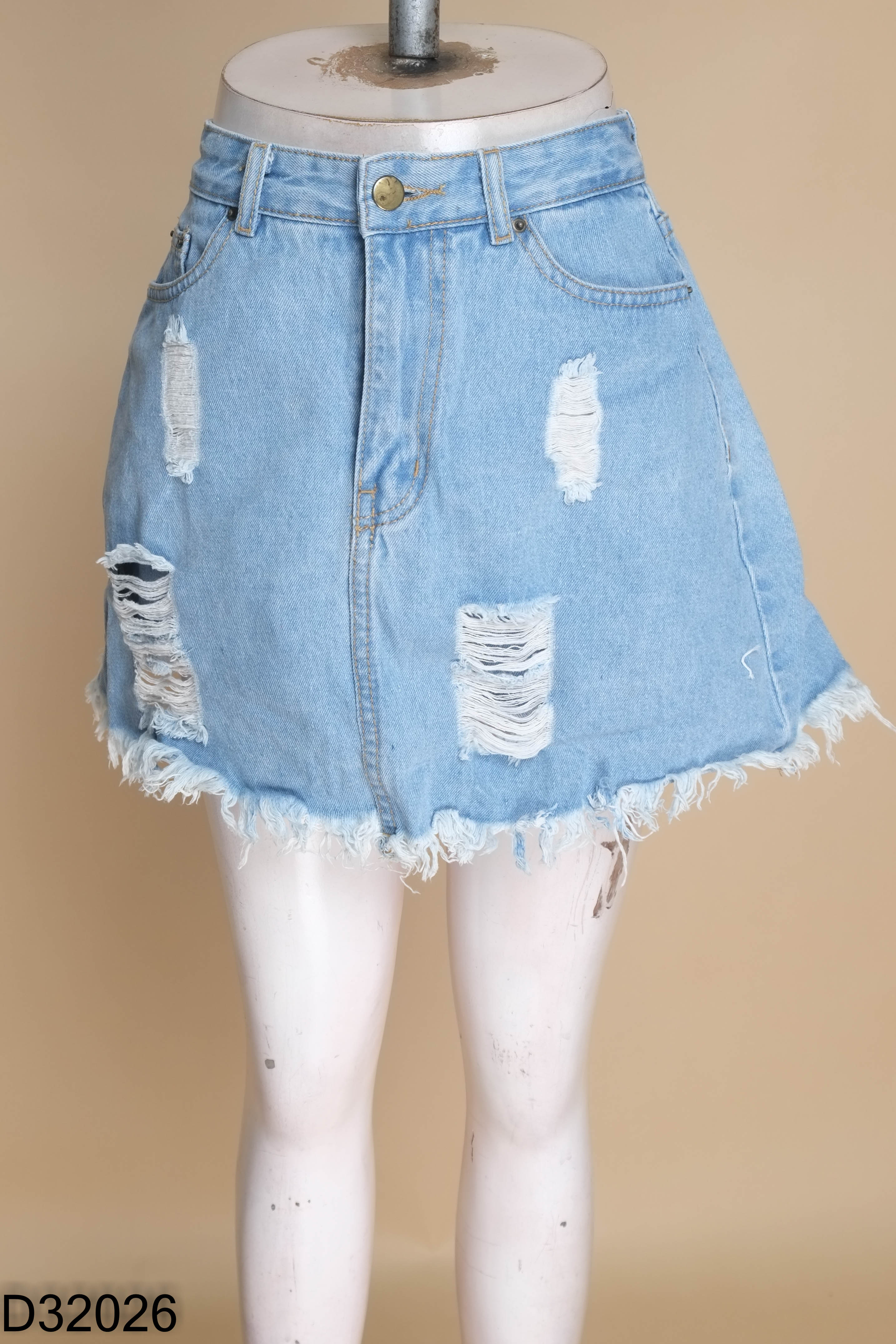Chân váy COCOSIN jeans xanh rách