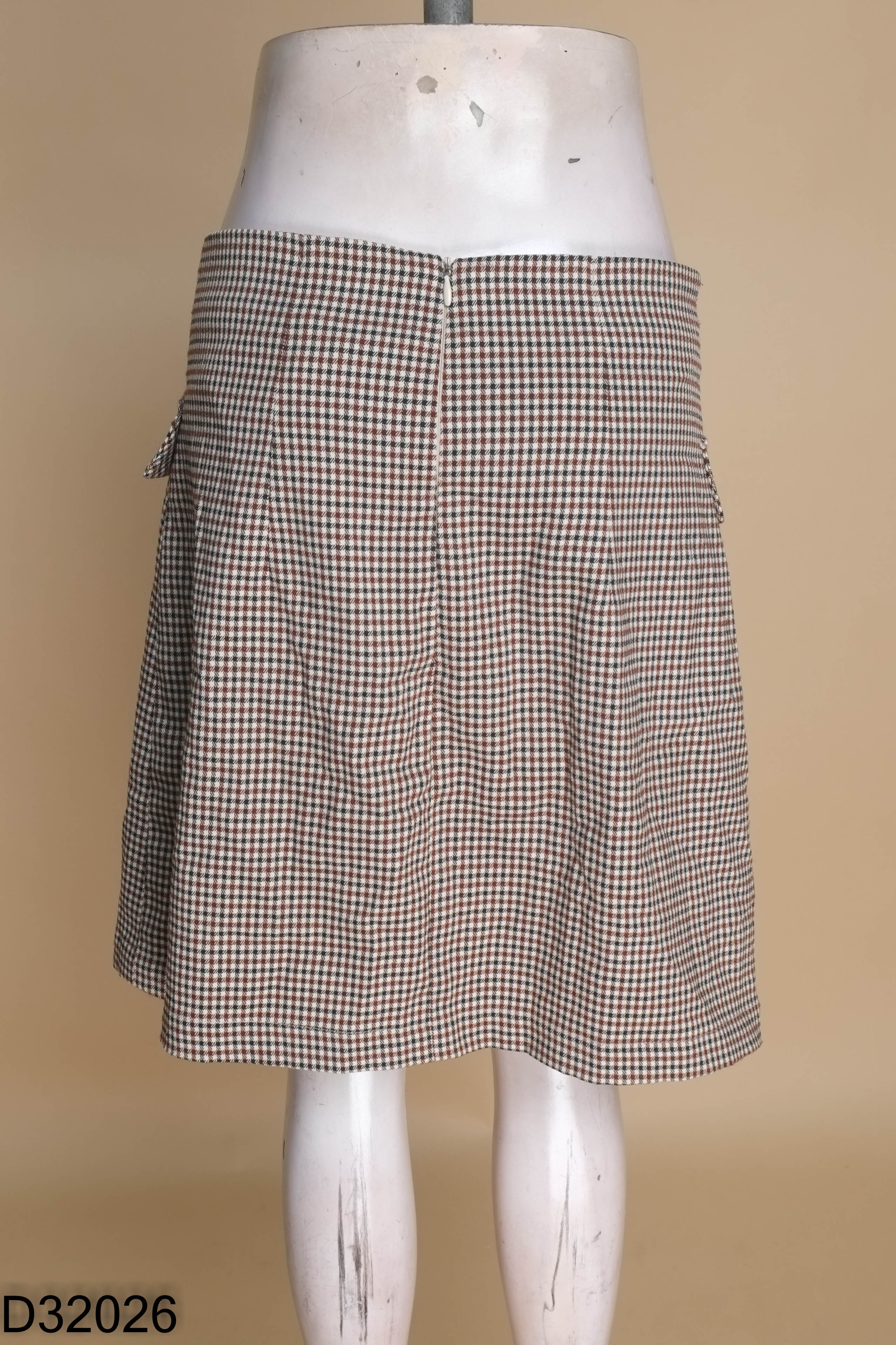 Chân váy nâu ADORE DRESS kẻ phối cúc