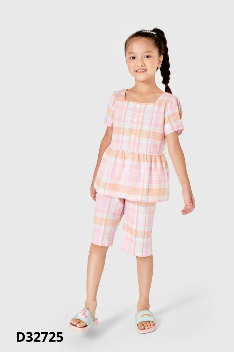 SET áo CANIFA hồng kẻ+ quần KIDS