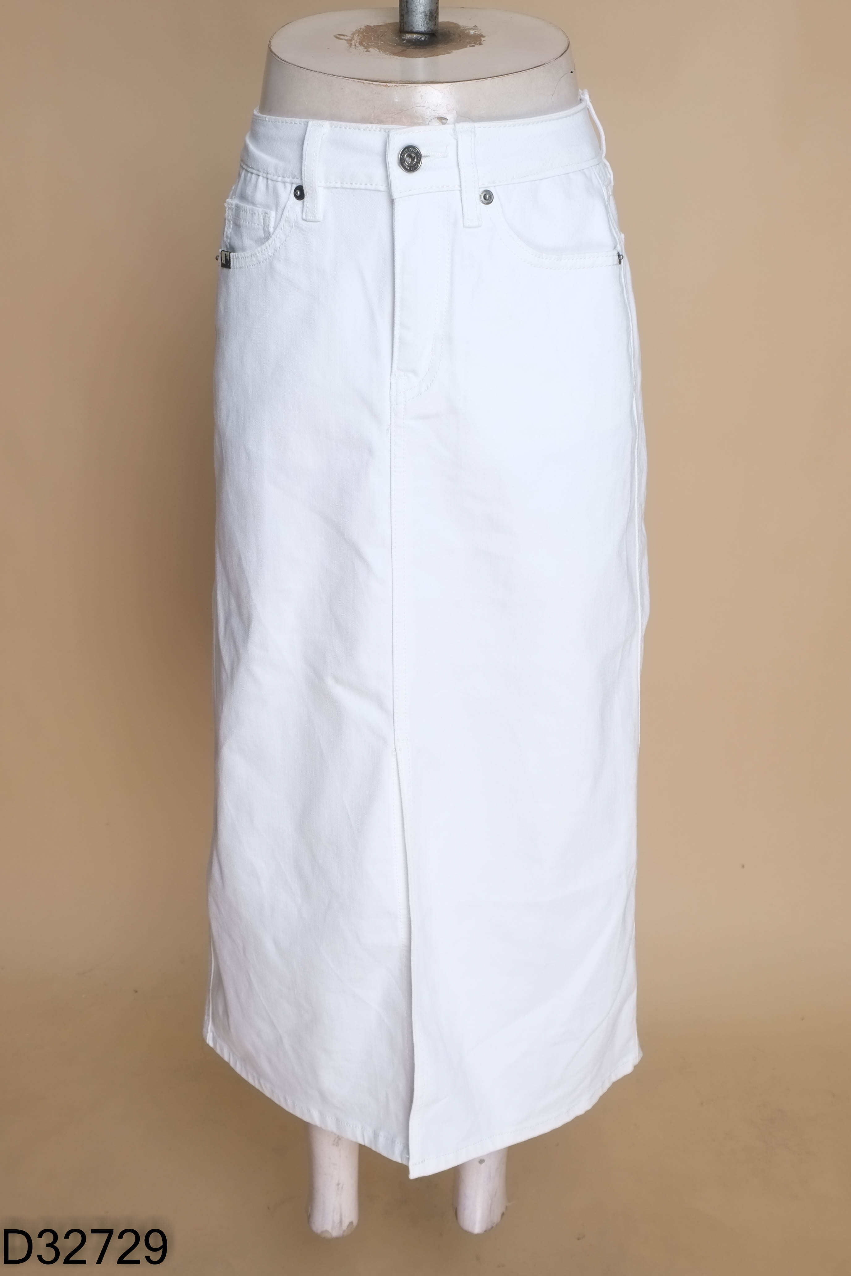Chân váy jeans trắng trơn