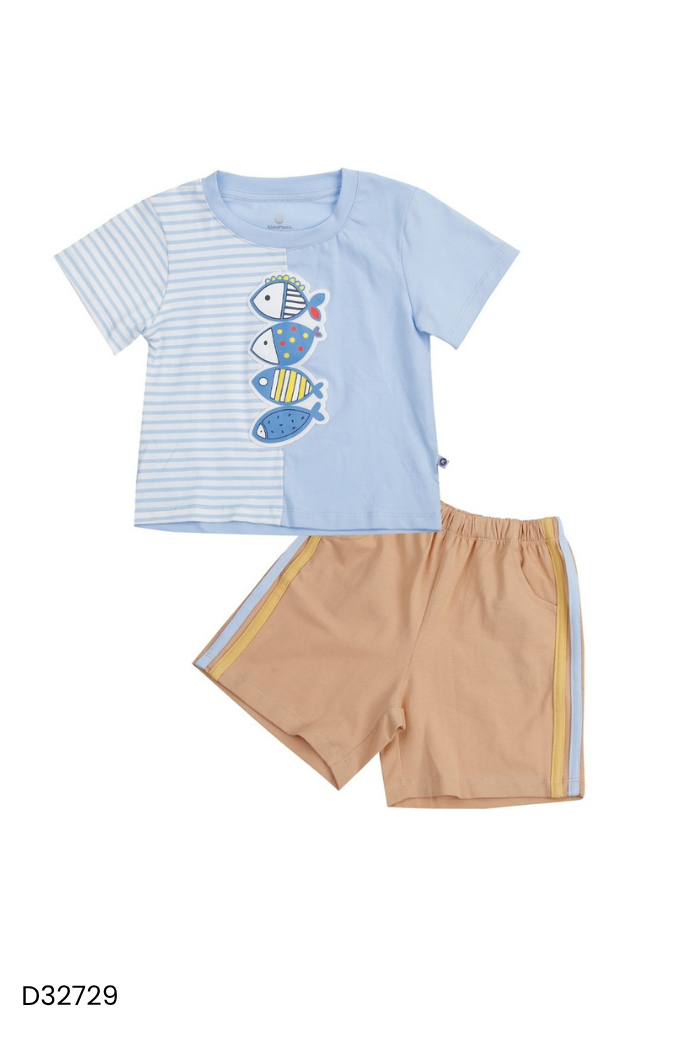 SET Áo xanh + quần nâu be KIDS