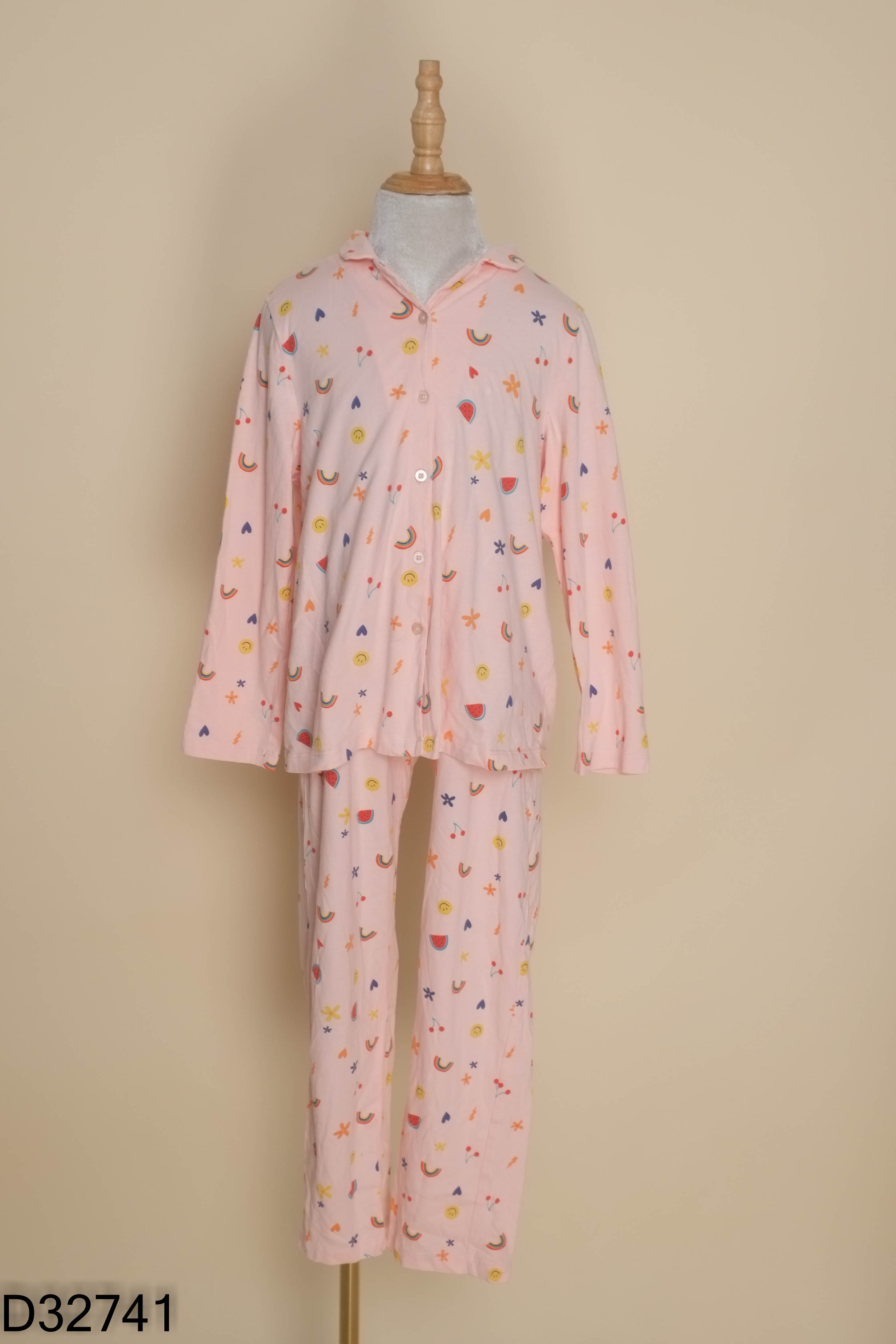 Set CANIFA áo +quần dàì hồng họa tiết KIDS