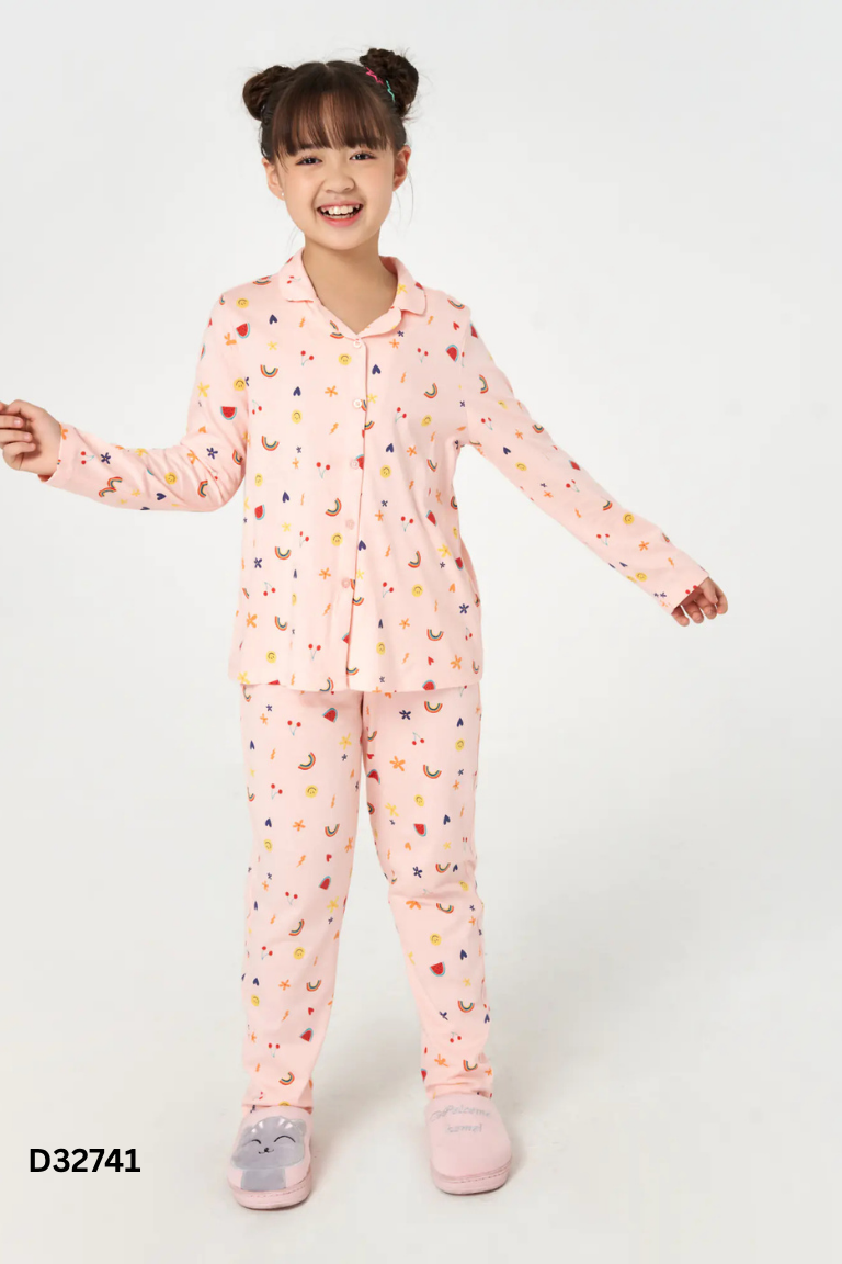 Set CANIFA áo +quần dàì hồng họa tiết KIDS