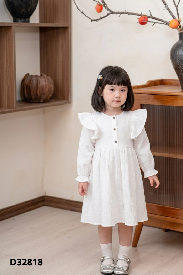 Váy trắng phối bèo KIDS