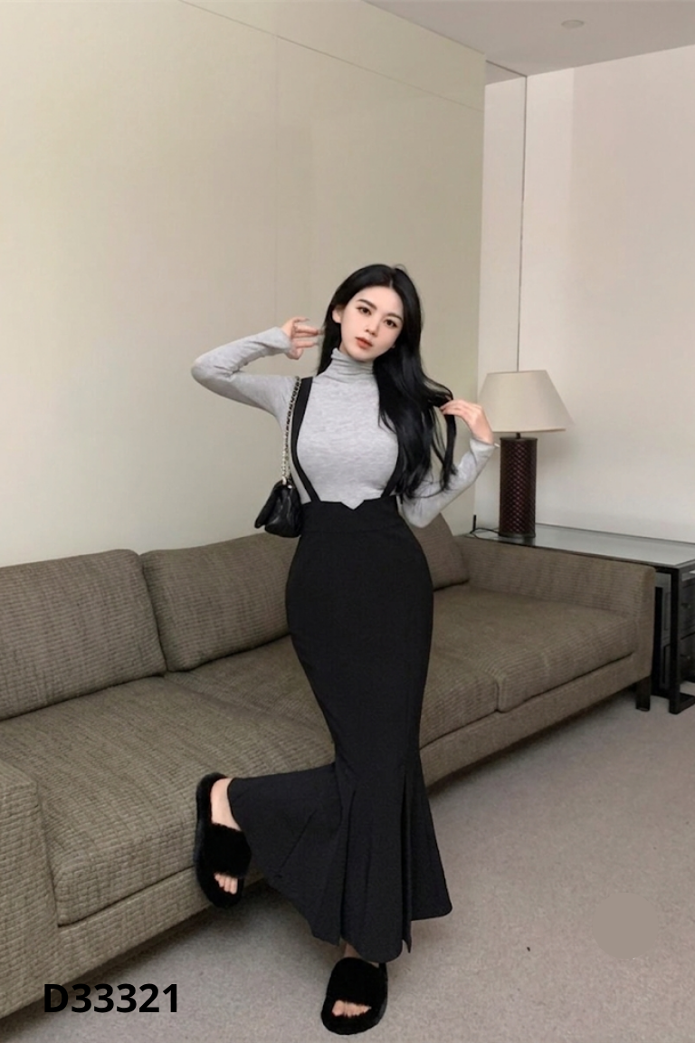 Chân váy yếm MOZZ đen