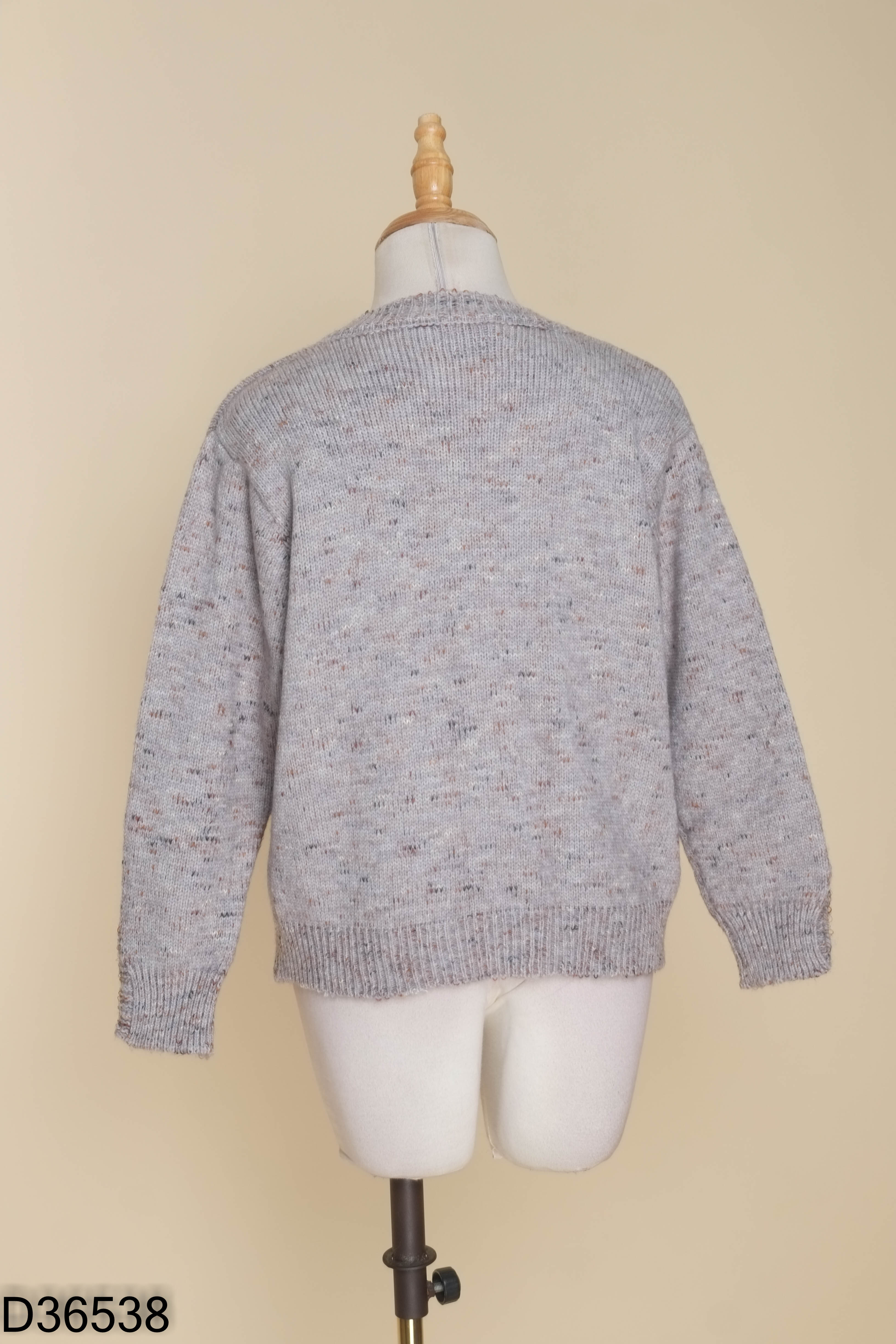 Áo cardigan ghi CACHE khuy đồng họa tiết