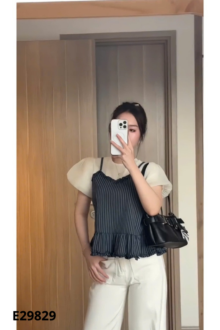 NEWTAG Áo KAYLIN đen viền trắng