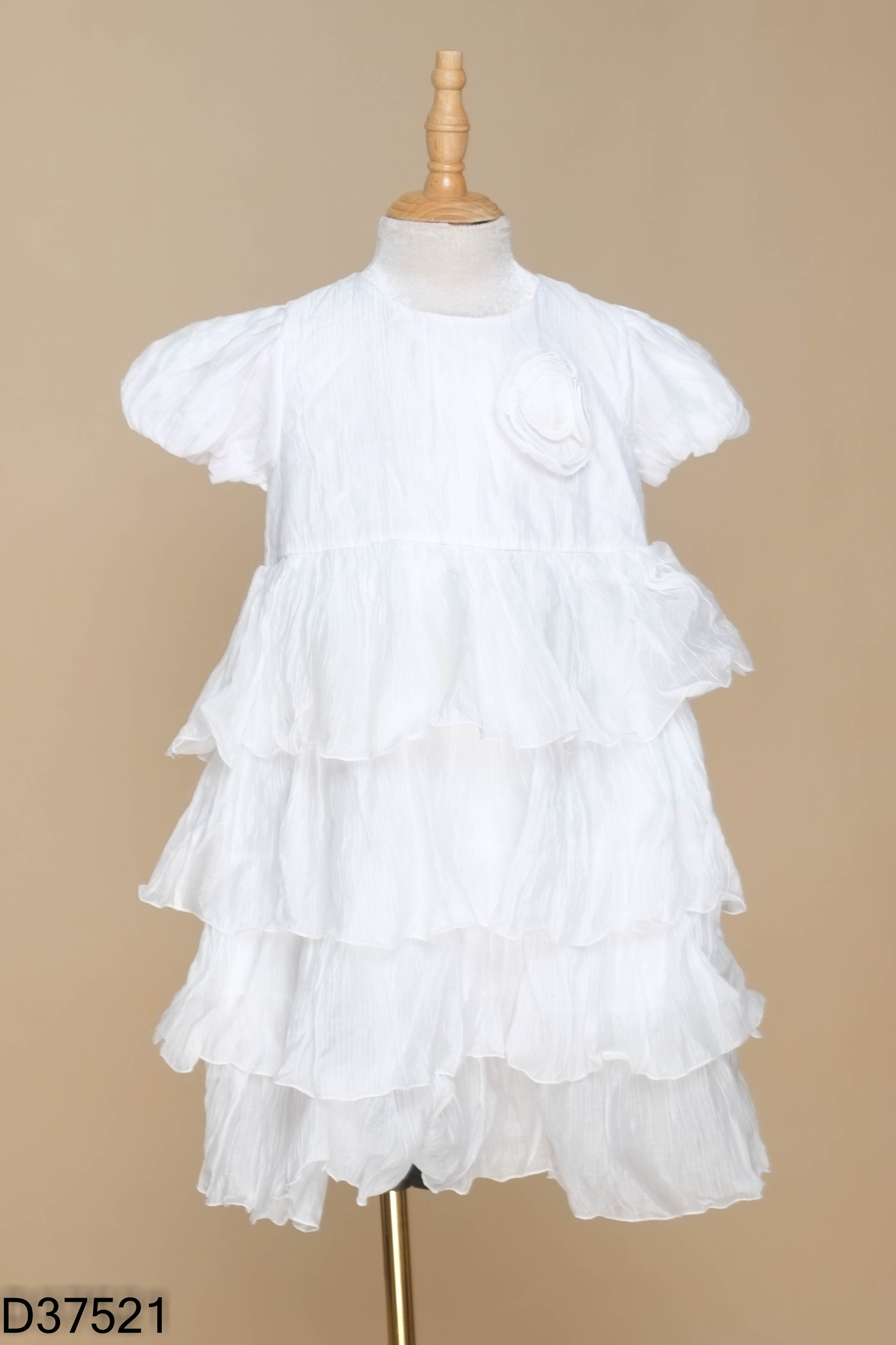 Váy babydoll trắng phối tầng KIDS