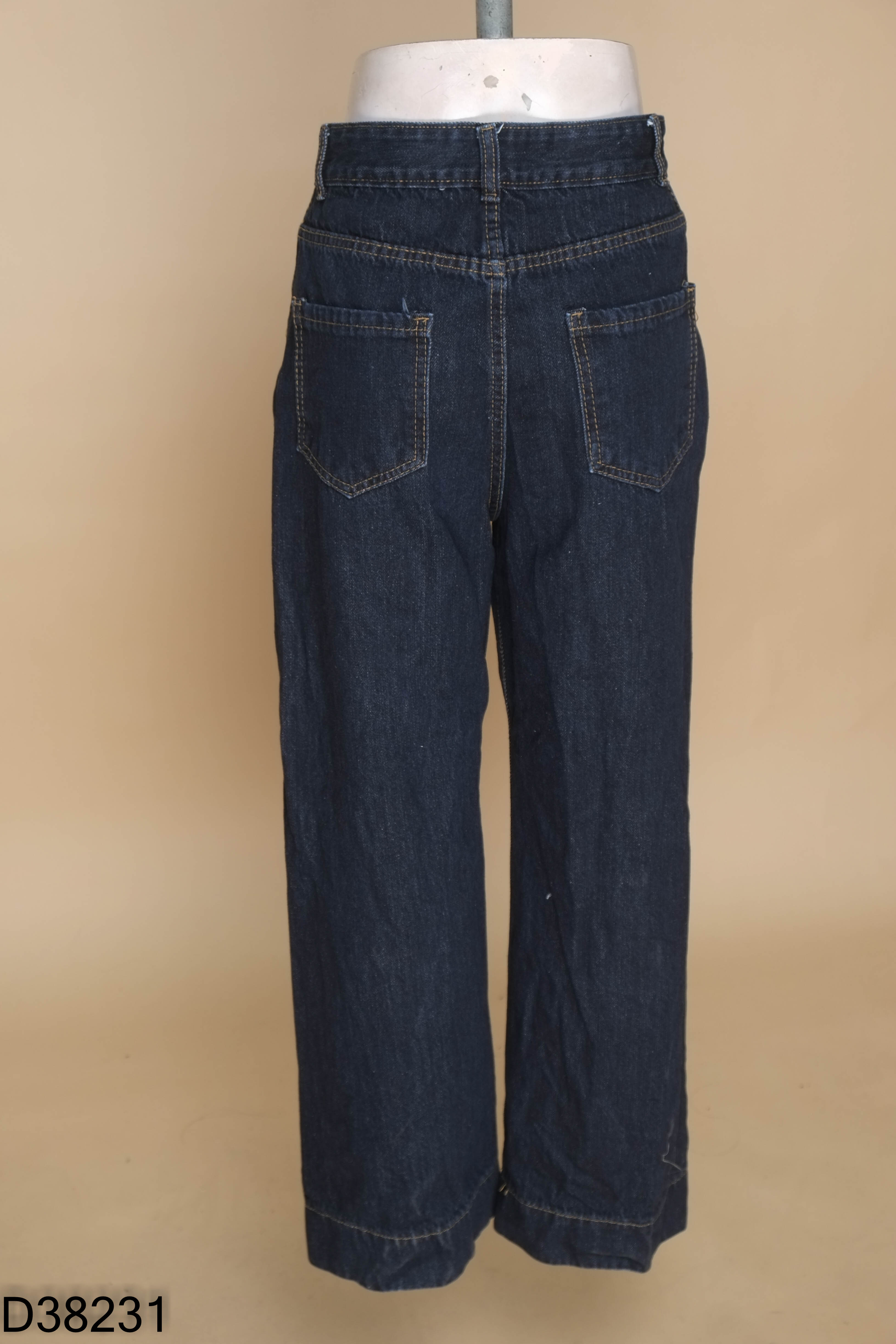 Quần jeans suông xanh trơn