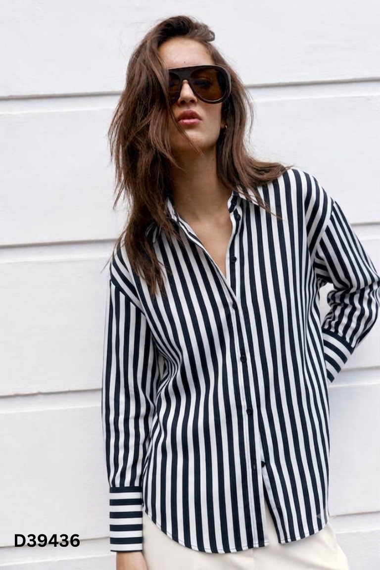 Áo sơ mi ZARA đen sọc trắng