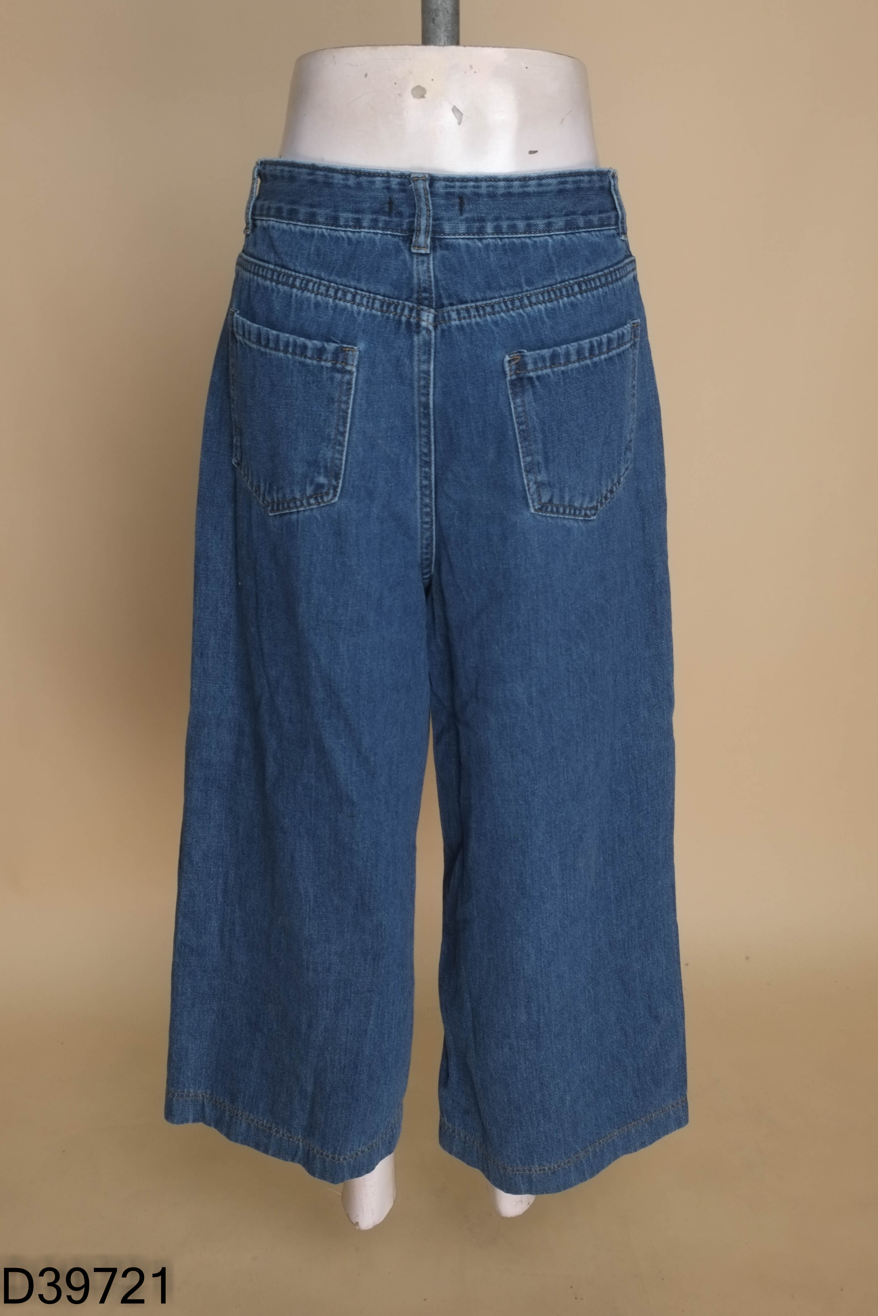 Quần jeans suông xanh trơn