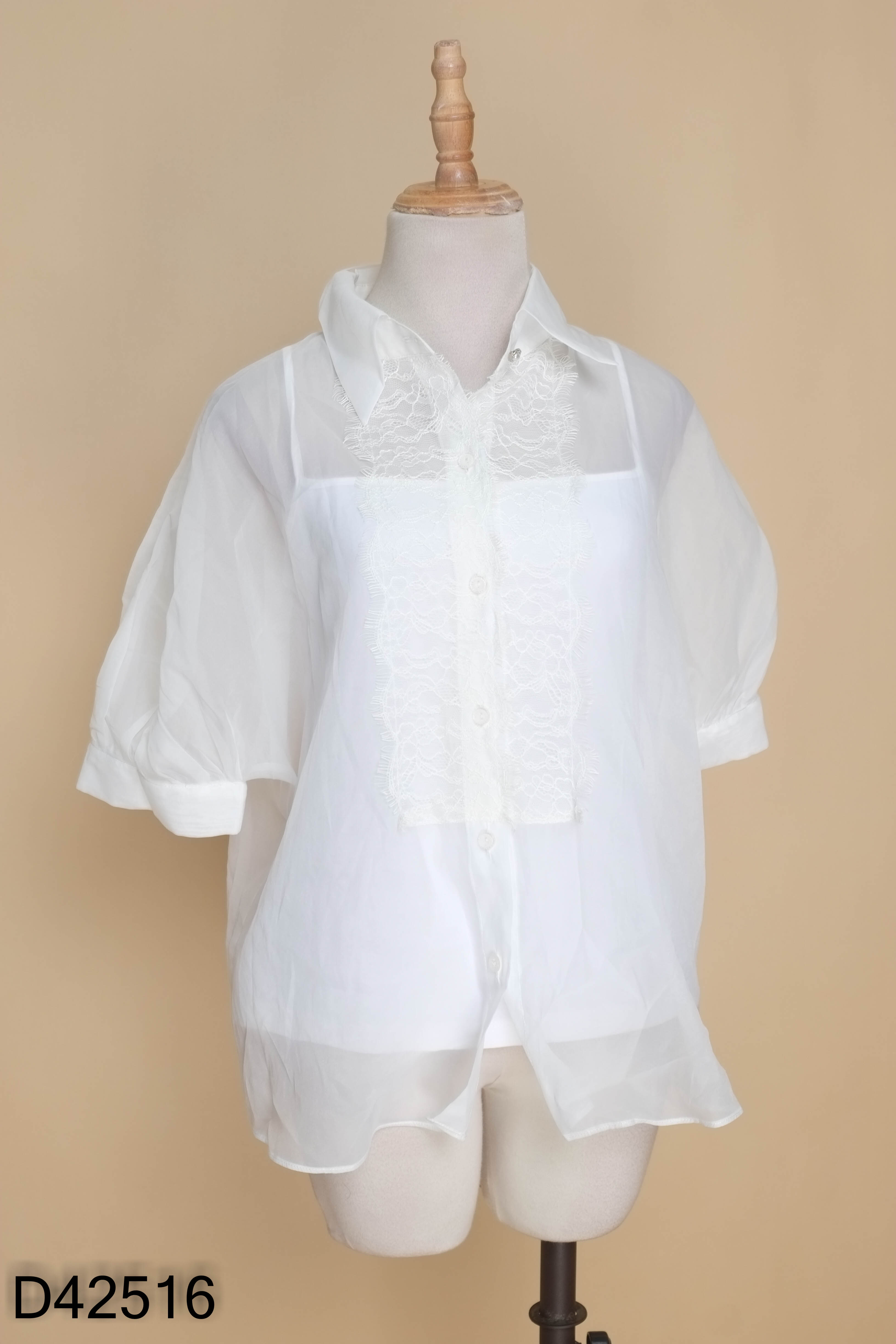 Set Áo sơ mi voan trắng ELISE + Áo hai dây trong