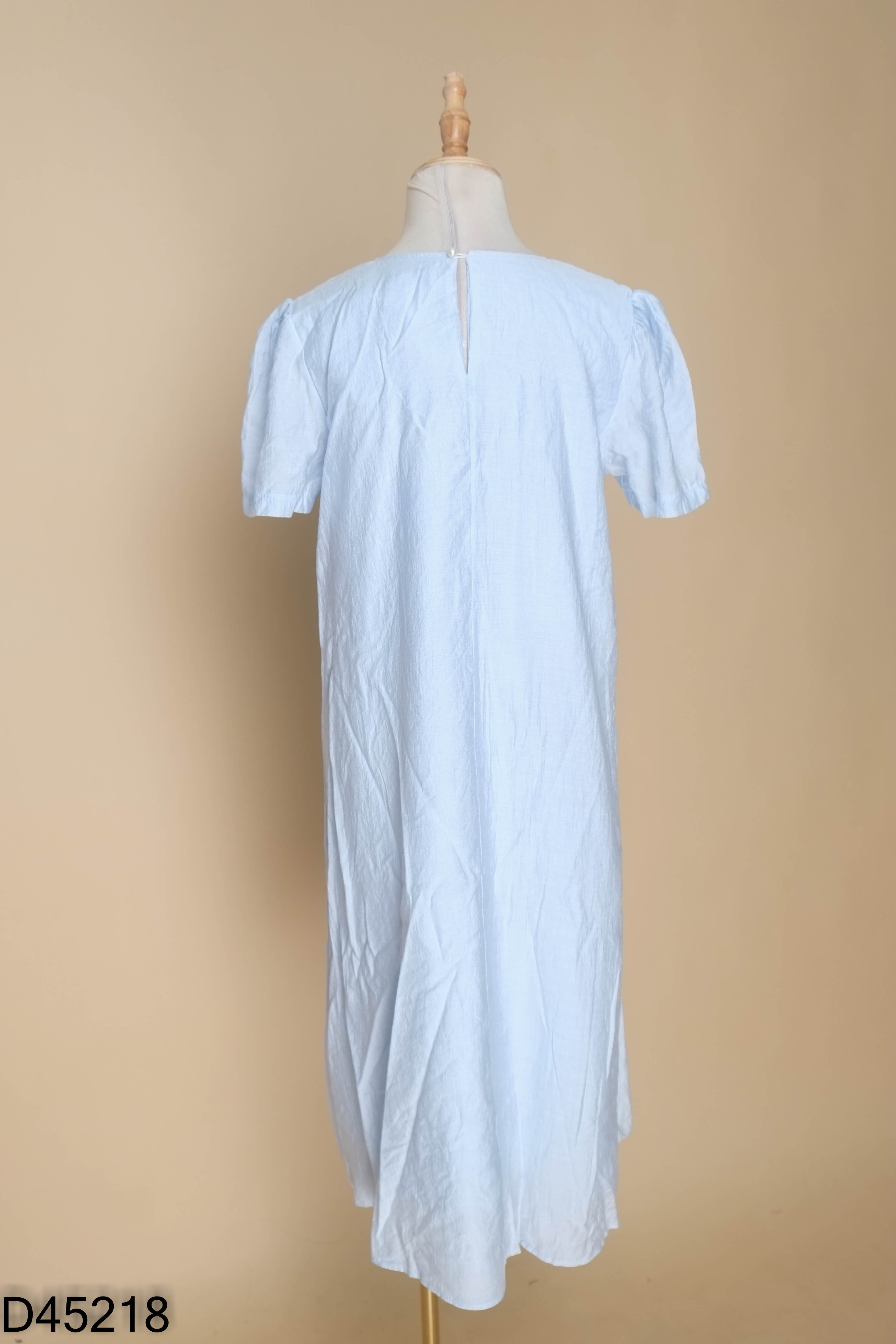 NEWTAG Váy xanh trơn suông cổ tròn