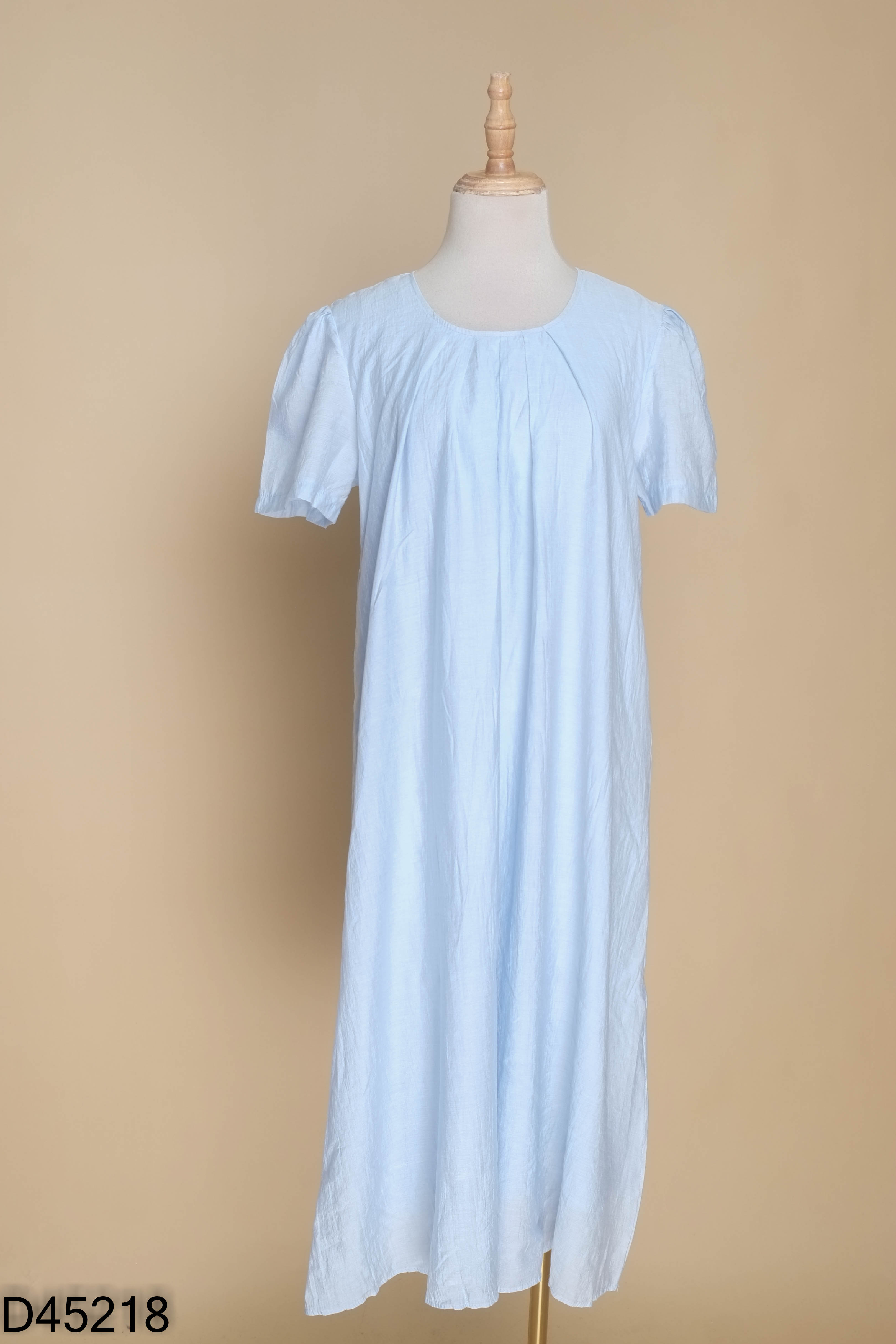 NEWTAG Váy xanh trơn suông cổ tròn