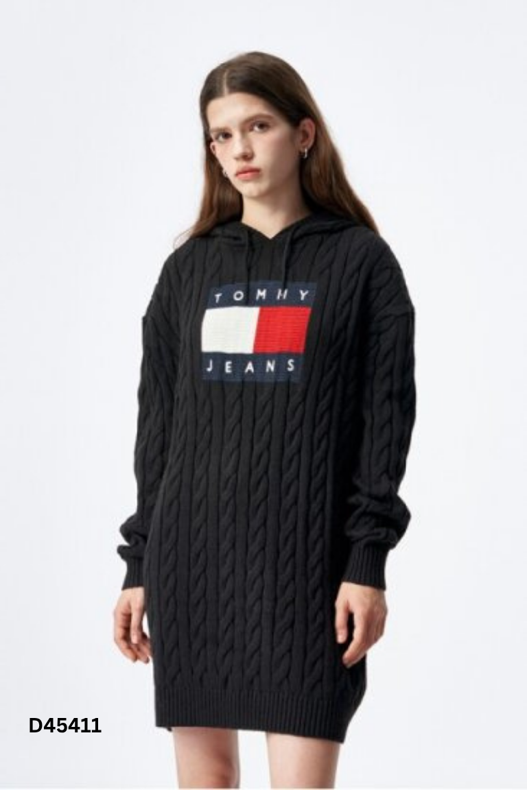 Váy len TOMMY HILFIGER đen thêu hình