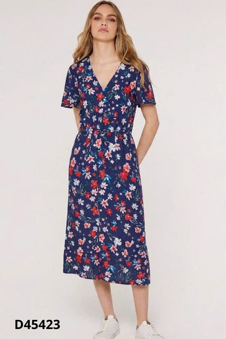 Váy linen MANGO xanh hoa